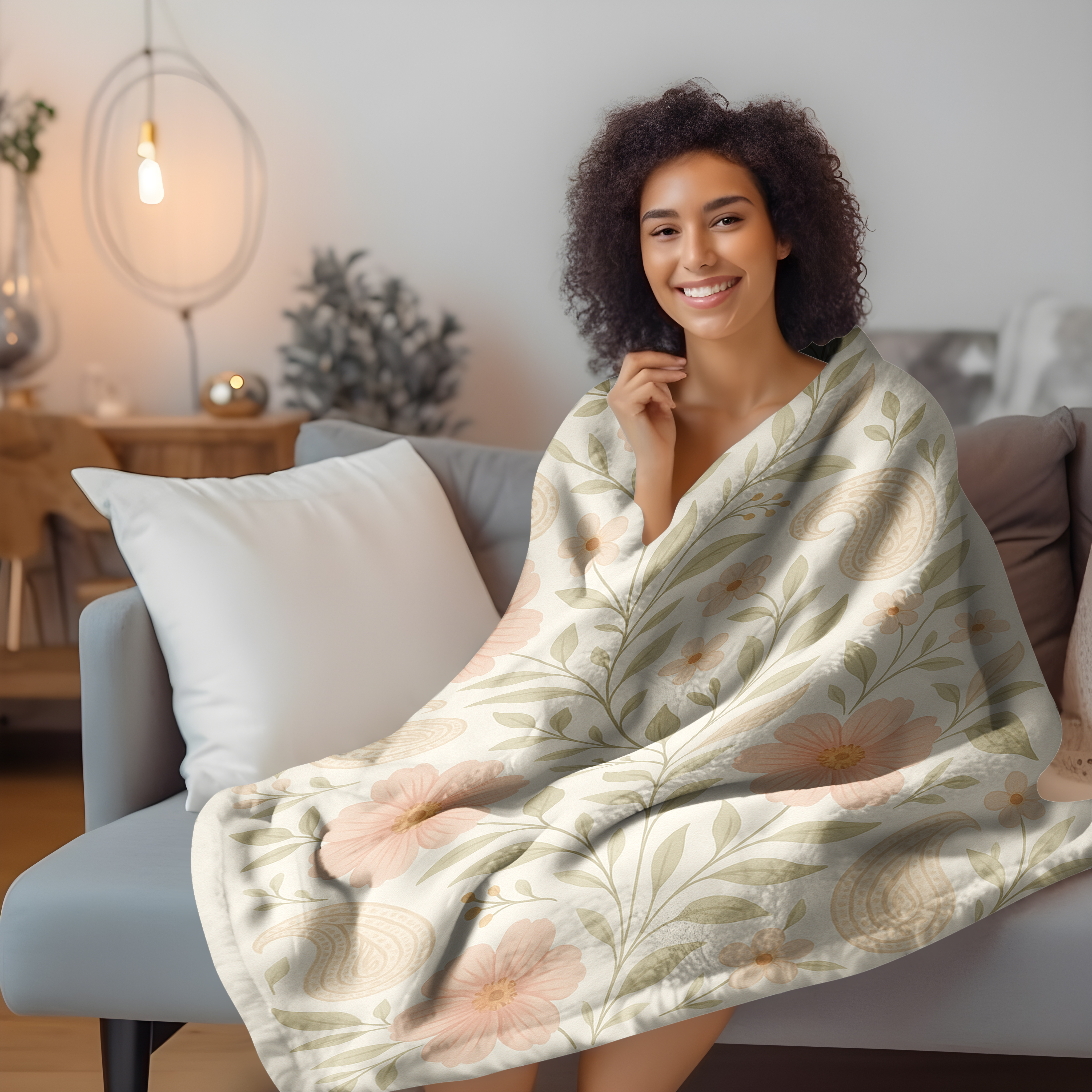 Floral Sherpa Blanket for Women | Cozy Soft Fleece Throw for Couch, Bed & Gifts | Wedding, Birthday, Home Decor Blanket - Image 2 | Lily's Pad Studio