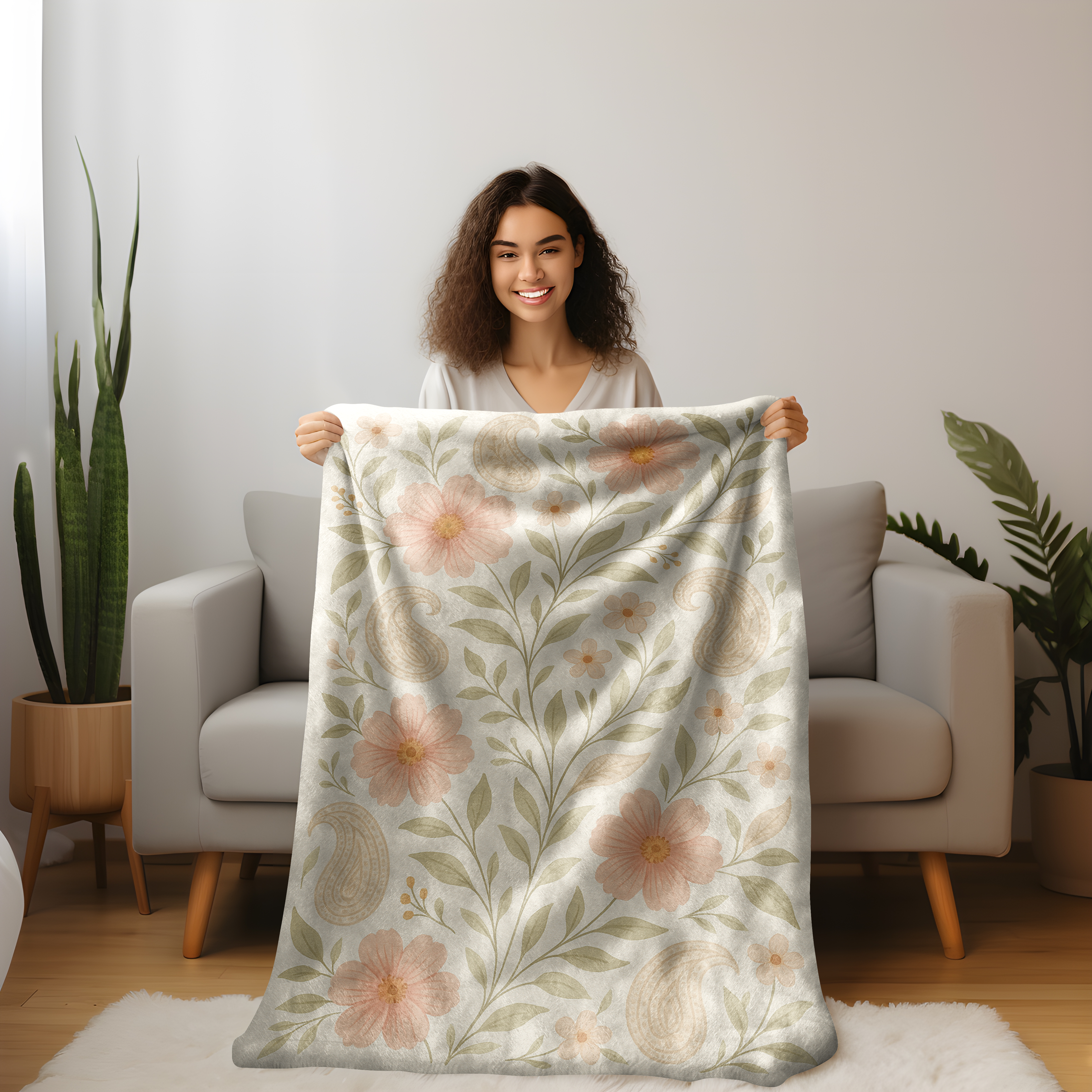 Floral Sherpa Blanket for Women | Cozy Soft Fleece Throw for Couch, Bed & Gifts | Wedding, Birthday, Home Decor Blanket | Lily's Pad Studio