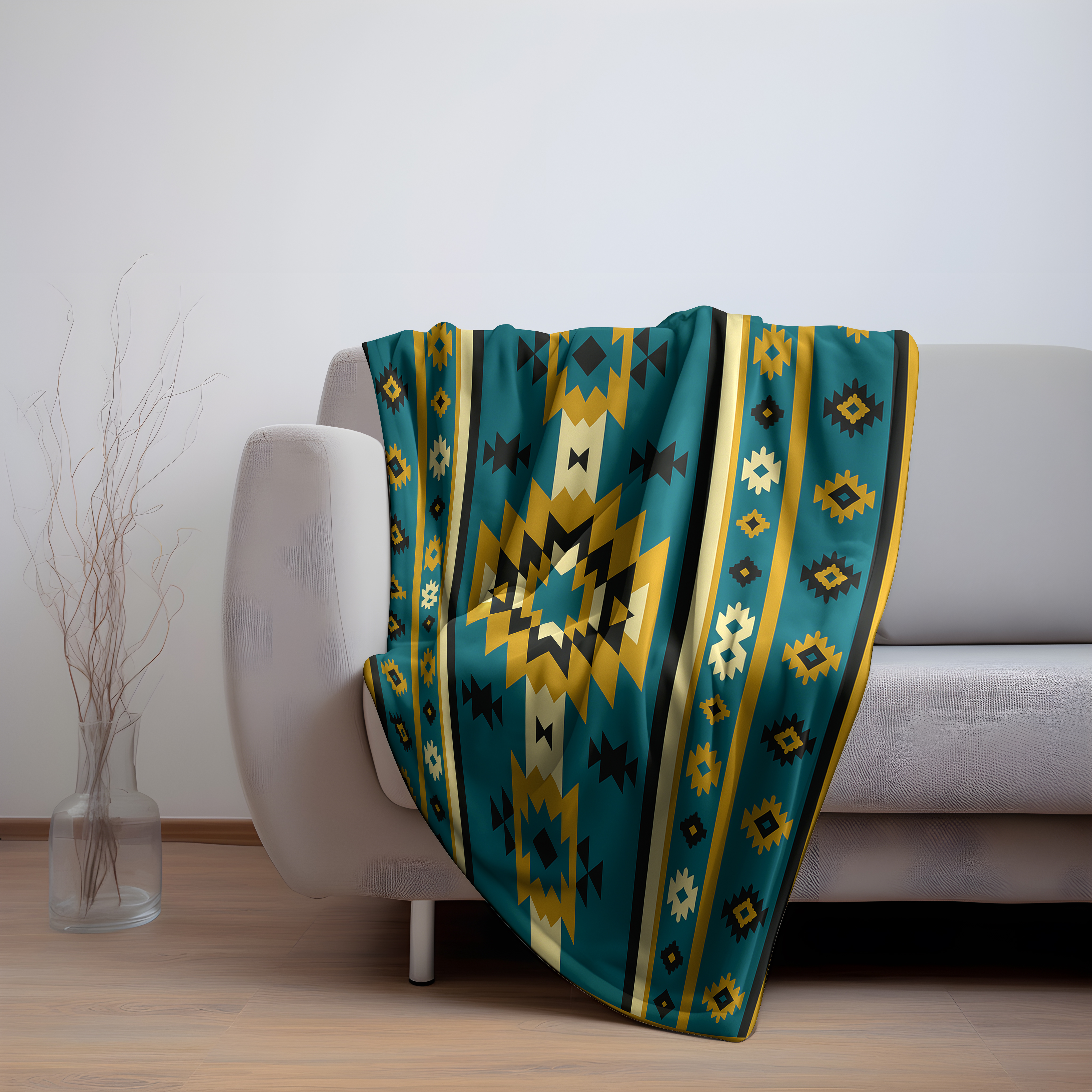 Aztec Tribal Sherpa Blanket | Geometric Fleece Throw for Couch, Bed, or Cabin | Warm Gift for Men & Women | Lily's Pad Studio