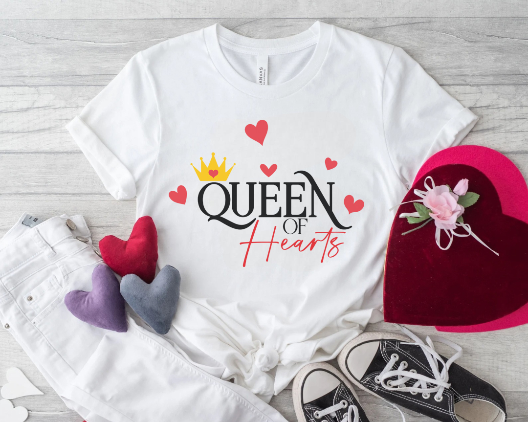 Queen of Hearts T-Shirt | Crown and Hearts Typography - Image 3 | Lily's Pad Studio