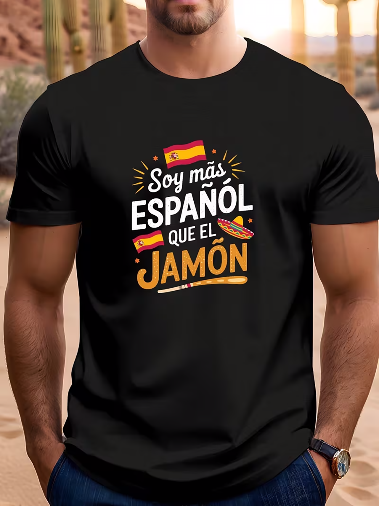 Spanish Pride V-Neck T-Shirt — "Soy más Español que el Jamón"