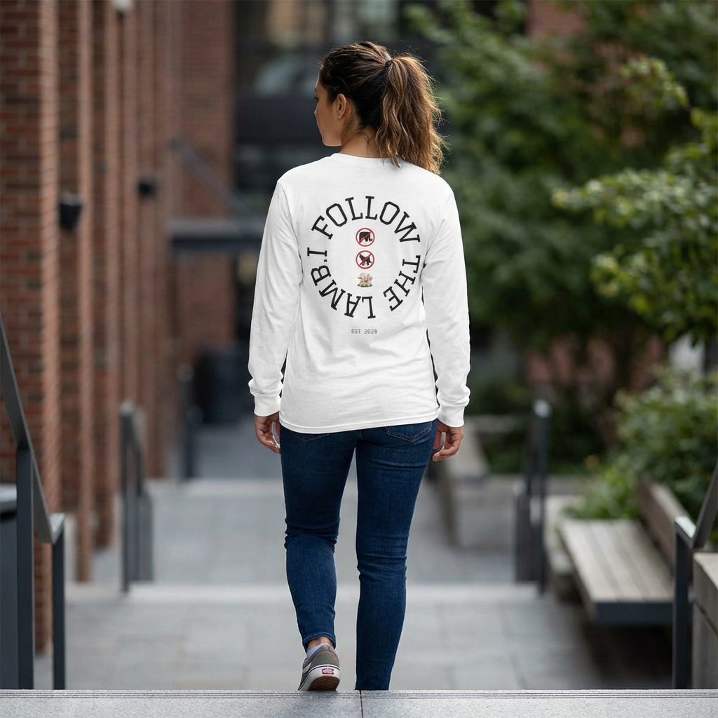 I Follow the Lamb Long Sleeve Tee – S, White