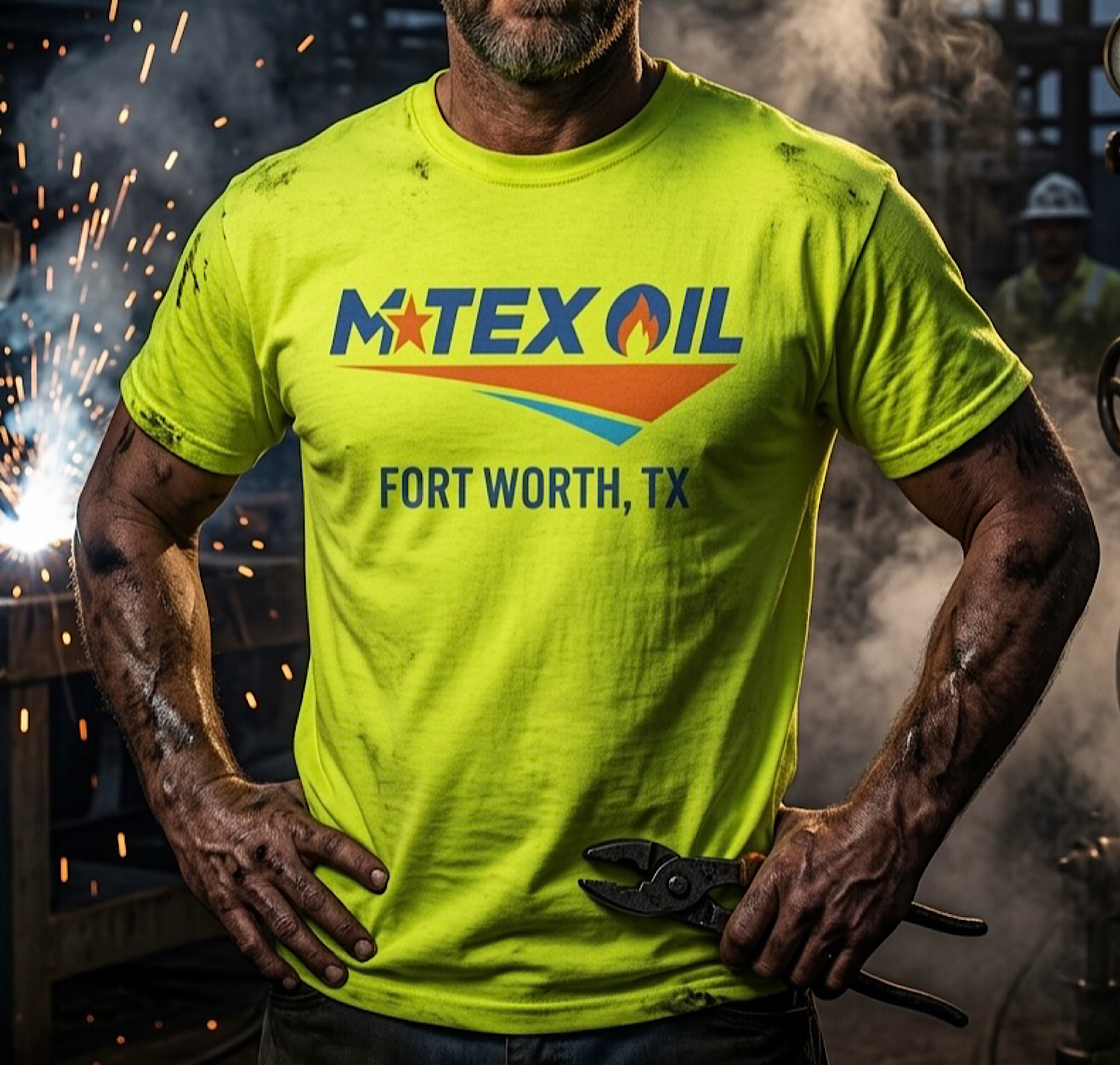 M-Tex Oil Shirt Fort Worth TX Landman Oilfield Tee Patch Café  T-Shirt color preview 4