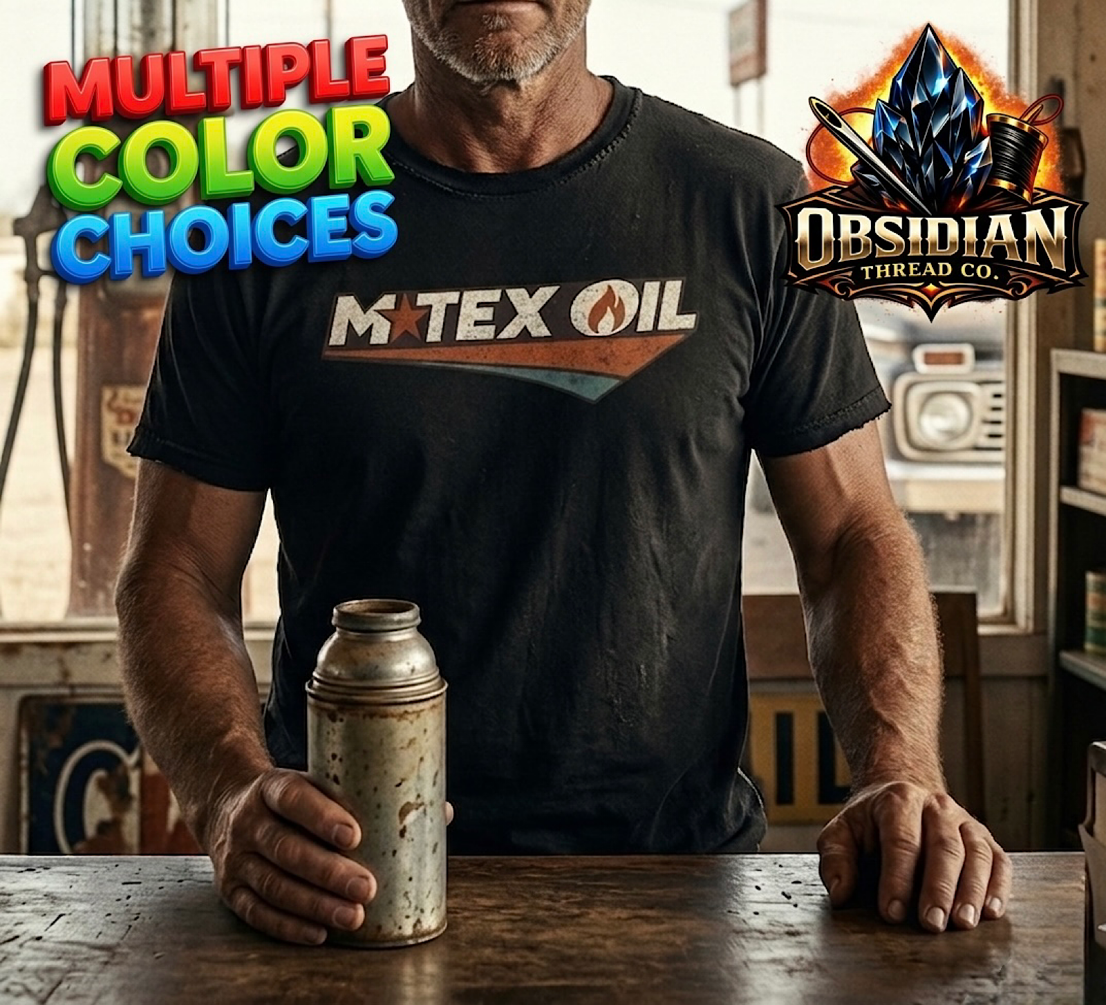 M-TEX Oil Shirt Vintage 1985 Style Landman Patch Tee Texas Oilfield T-Shirt  color preview 2