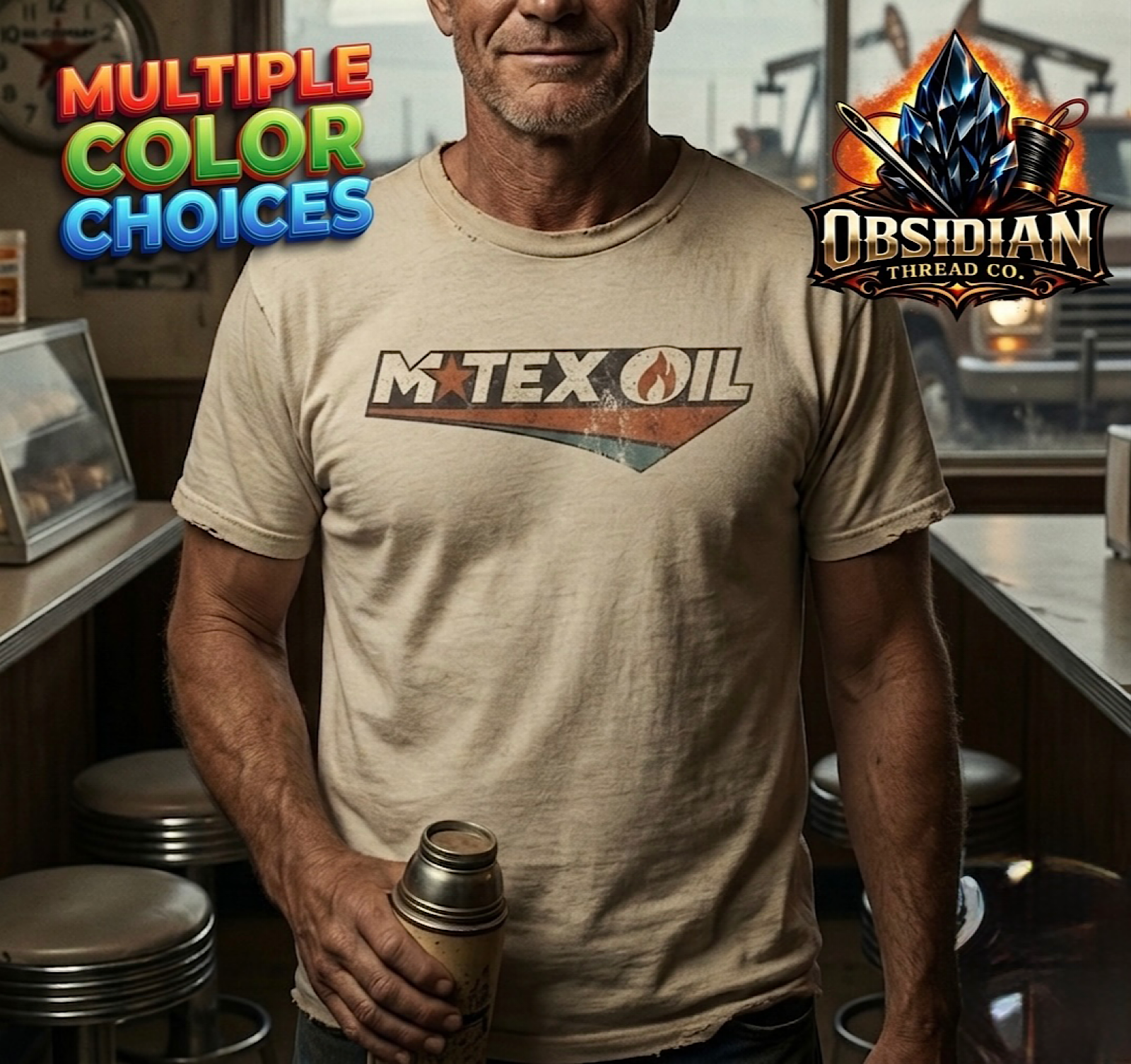 M-TEX Oil Shirt Vintage 1985 Style Landman Patch Tee Texas Oilfield T-Shirt  color preview 3