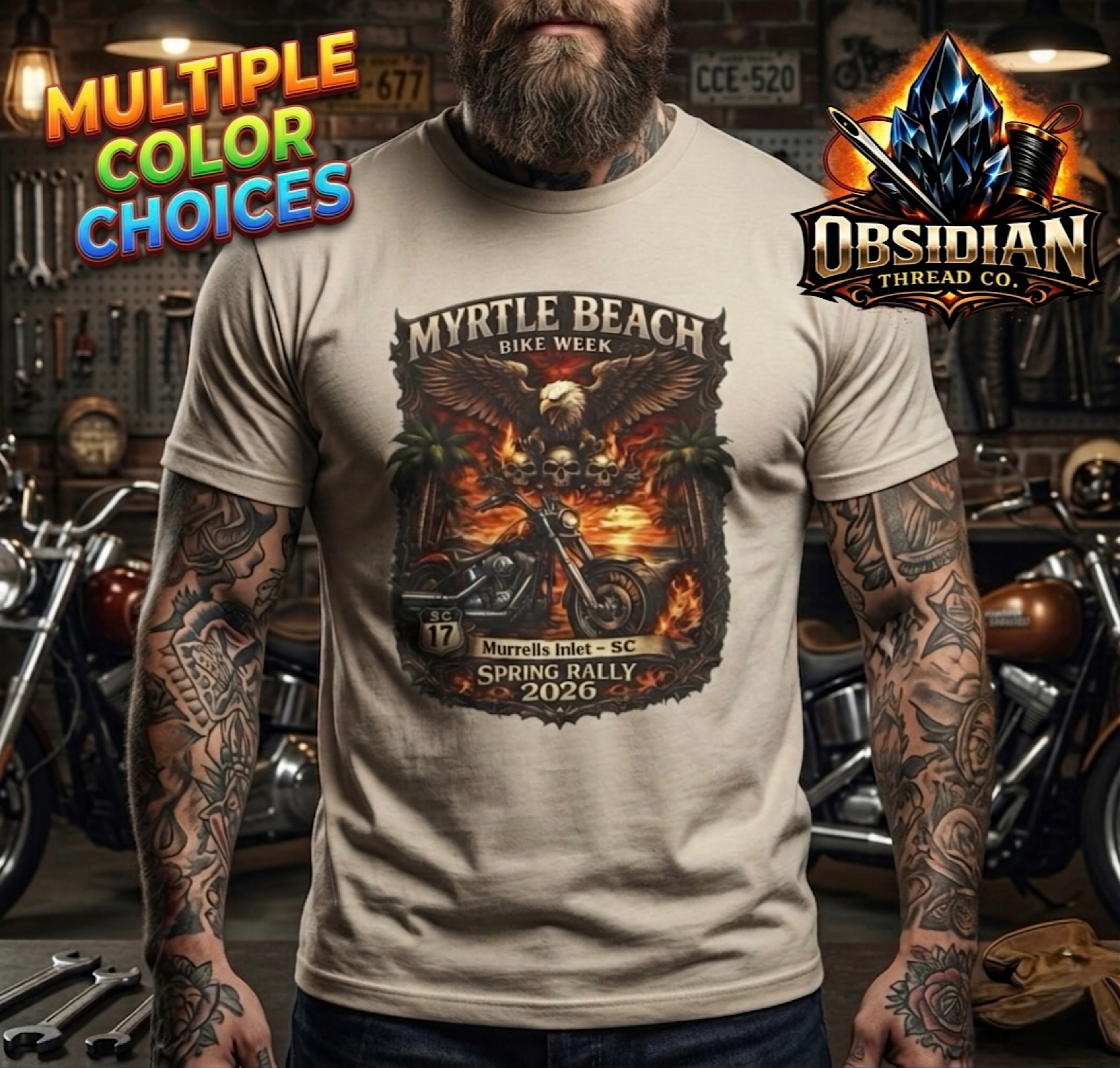 2026 Myrtle Beach Bike Week Shirt Spring Rally Murrells SC Biker No Harley Tee color preview 4