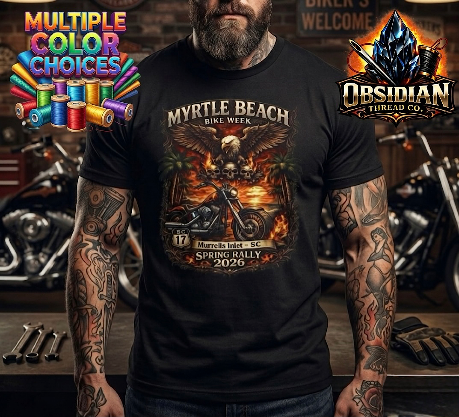 2026 Myrtle Beach Bike Week Shirt Spring Rally Murrells SC Biker No Harley Tee color preview 3
