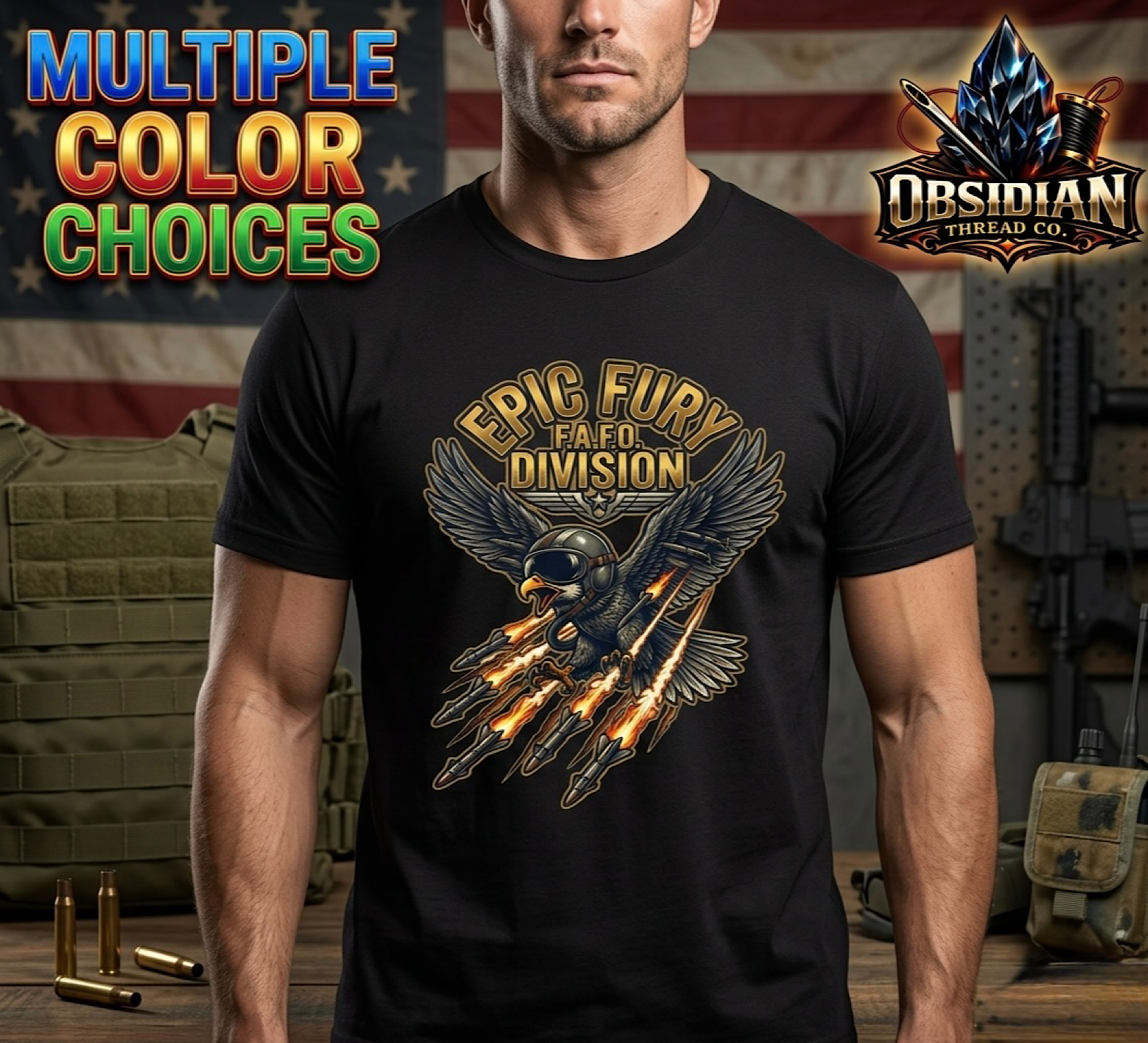 Epic Fury FAFO Division Eagle Military War Shirt Tactical Graphic Tee USA color preview 2