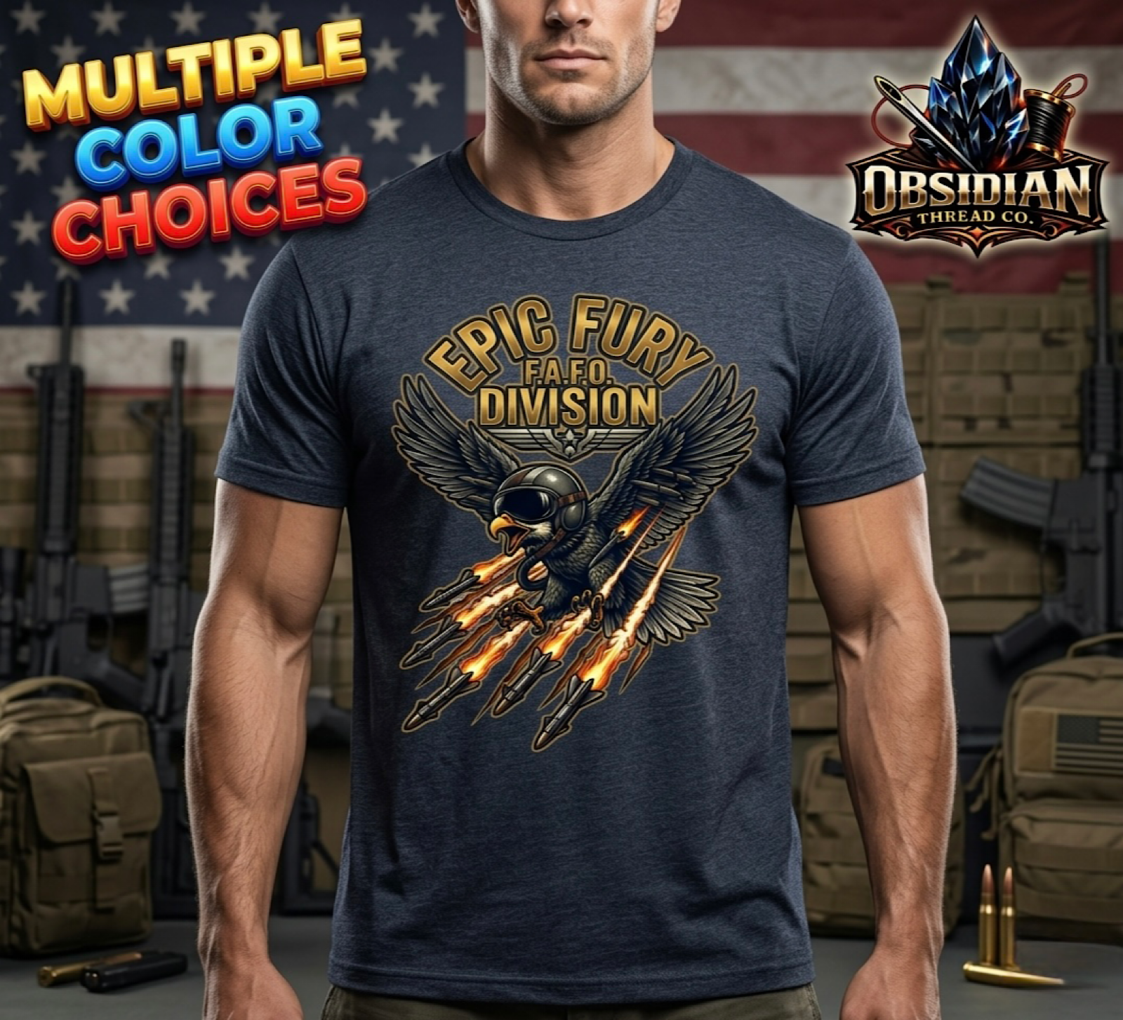 Epic Fury FAFO Division Eagle Military War Shirt Tactical Graphic Tee USA color preview 3