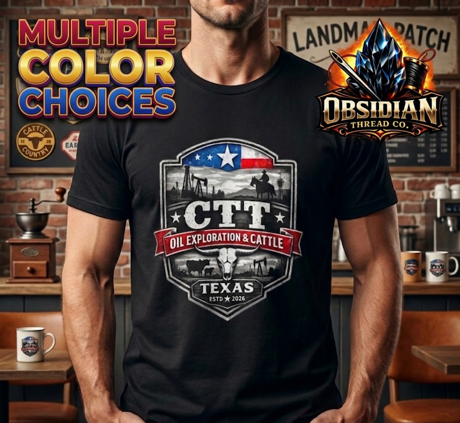 CTT Oil Exploration &amp; Cattle Texas Shirt Landman M-Tex Oil Patch  Oilfield tee color preview 2
