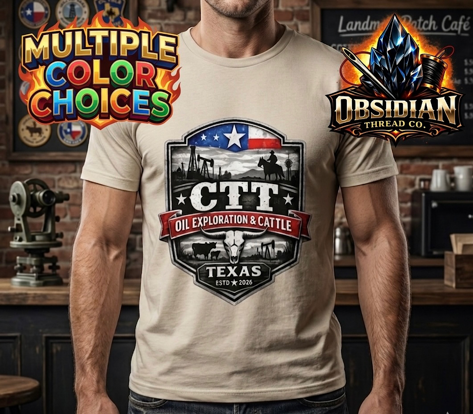 CTT Oil Exploration &amp; Cattle Texas Shirt Landman M-Tex Oil Patch  Oilfield tee color preview 3