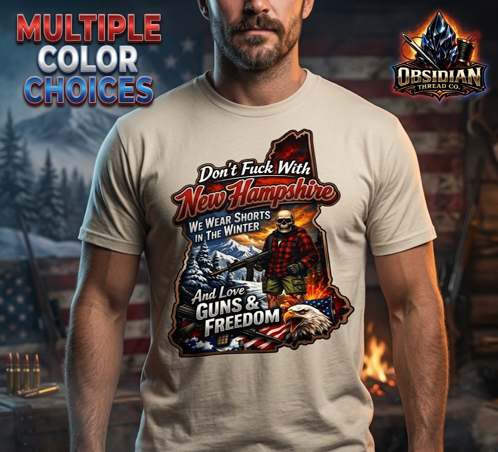 Don't F New Hampshire Guns Freedom Shirt Funny NH Winter Shorts Patriotic Tee color preview 4