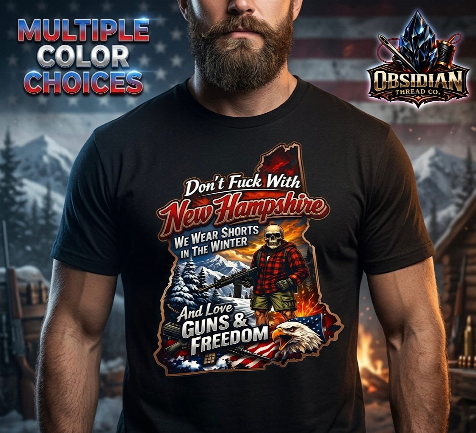 Don't F New Hampshire Guns Freedom Shirt Funny NH Winter Shorts Patriotic Tee color preview 3
