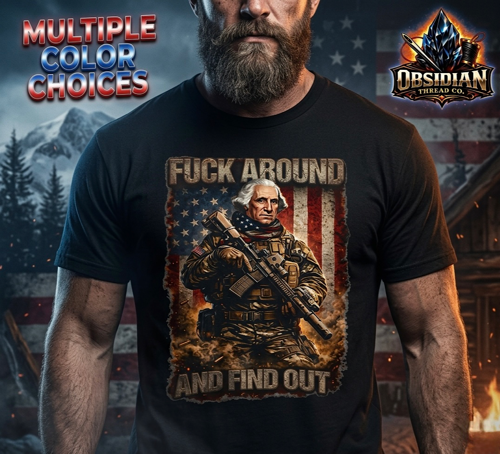 FAFO Shirt Patriotic George Washington Tactical Gun Tee USA Grunt Soldier  color preview 2