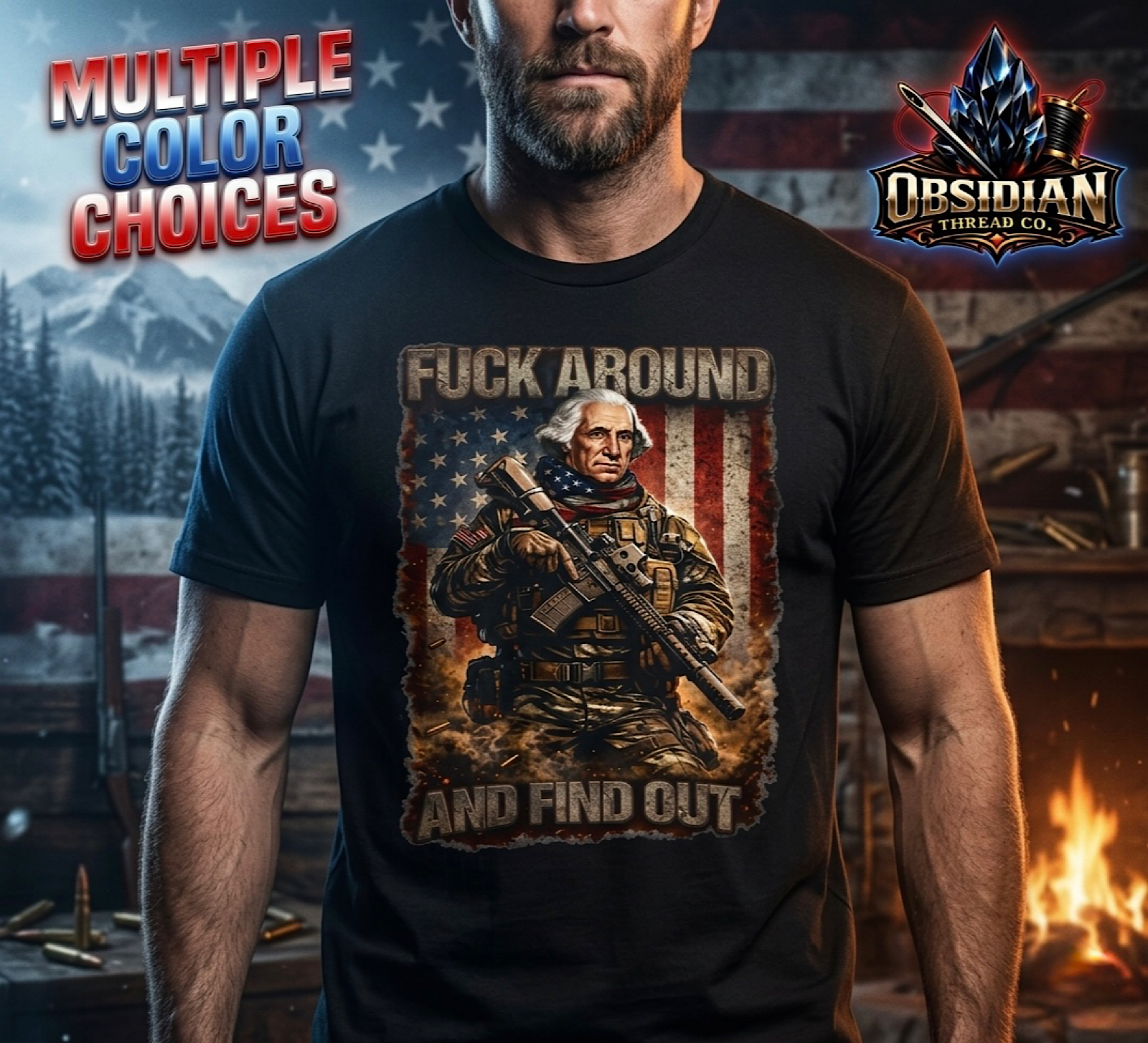 FAFO Shirt Patriotic George Washington Tactical Gun Tee USA Grunt Soldier  color preview 3
