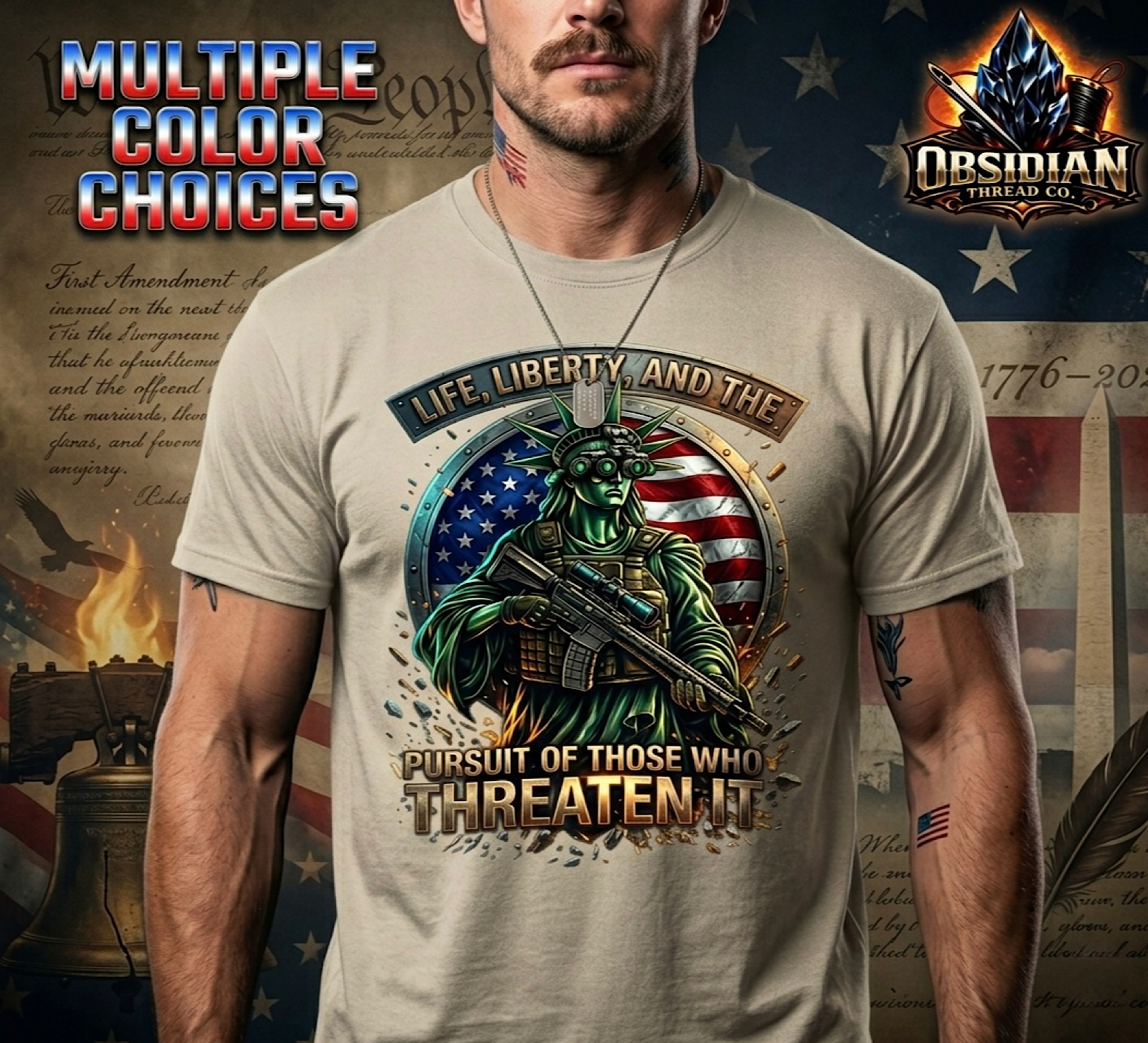 America 250 Shirt 1st Amendment Patriot Statue of Liberty 1776 2026 Freedom Tee color preview 3