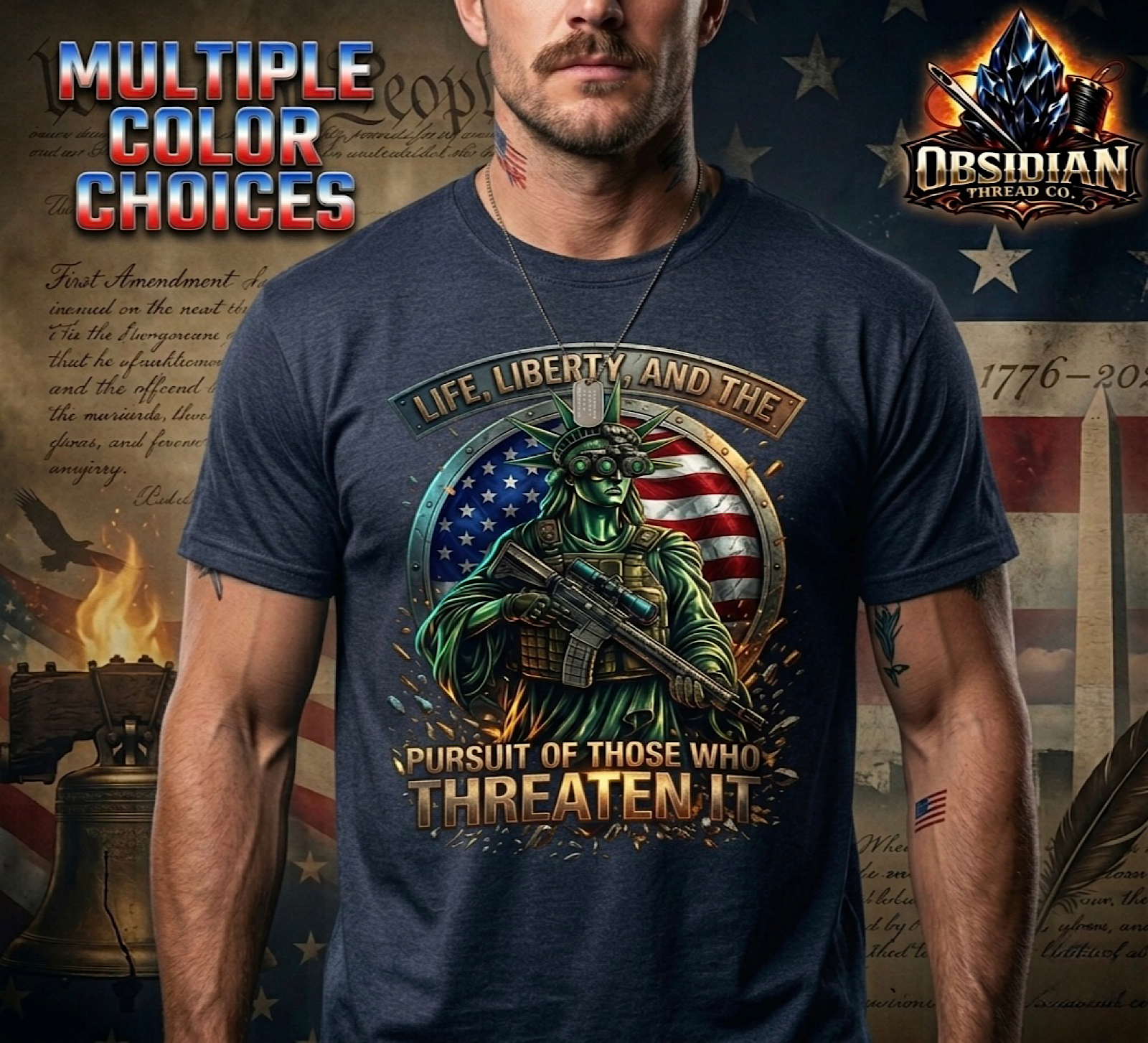 America 250 Shirt 1st Amendment Patriot Statue of Liberty 1776 2026 Freedom Tee color preview 4