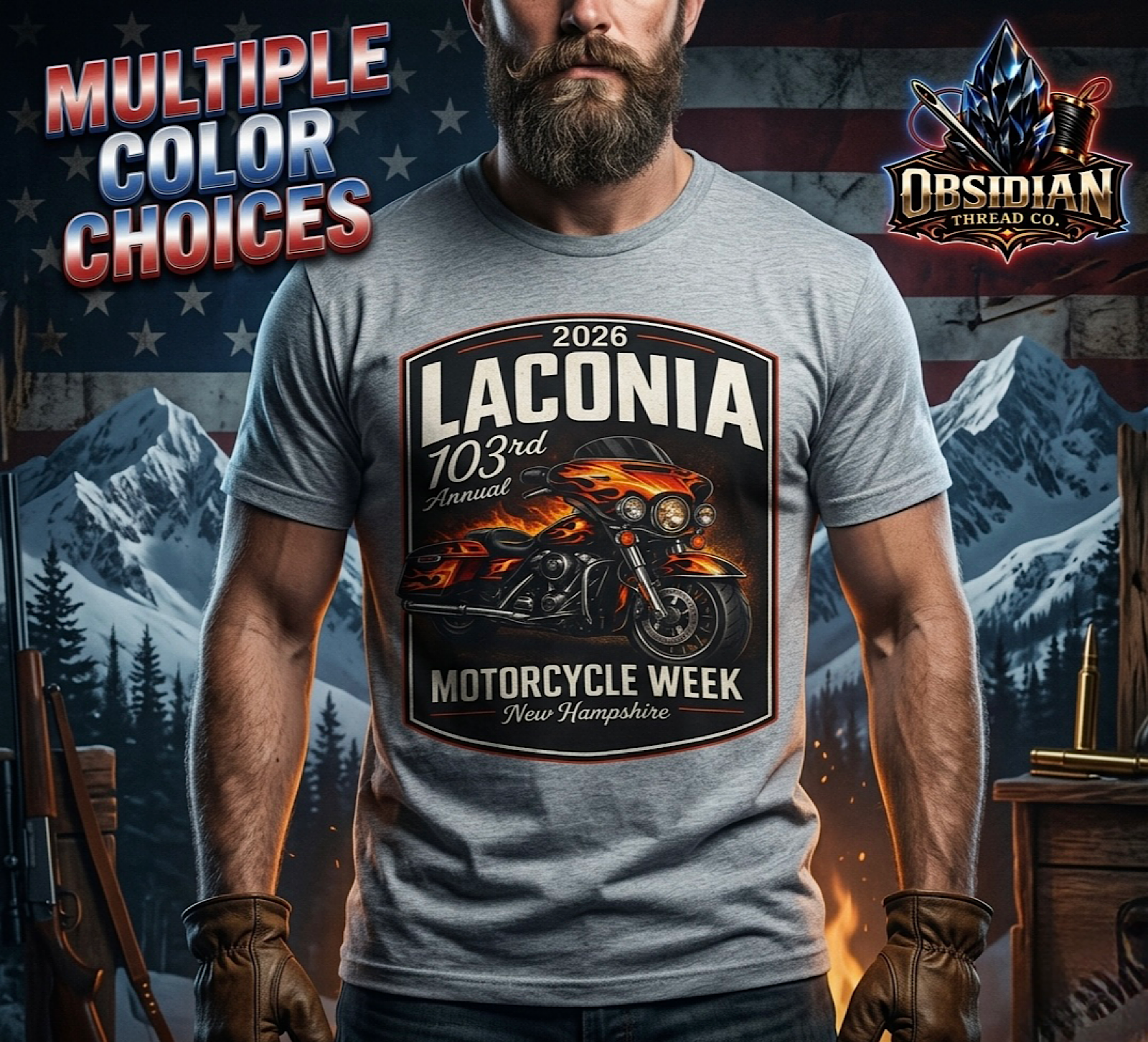 2026 Laconia Bike Week Shirt – 103rd Annual Motorcycle Rally No Harley color preview 3