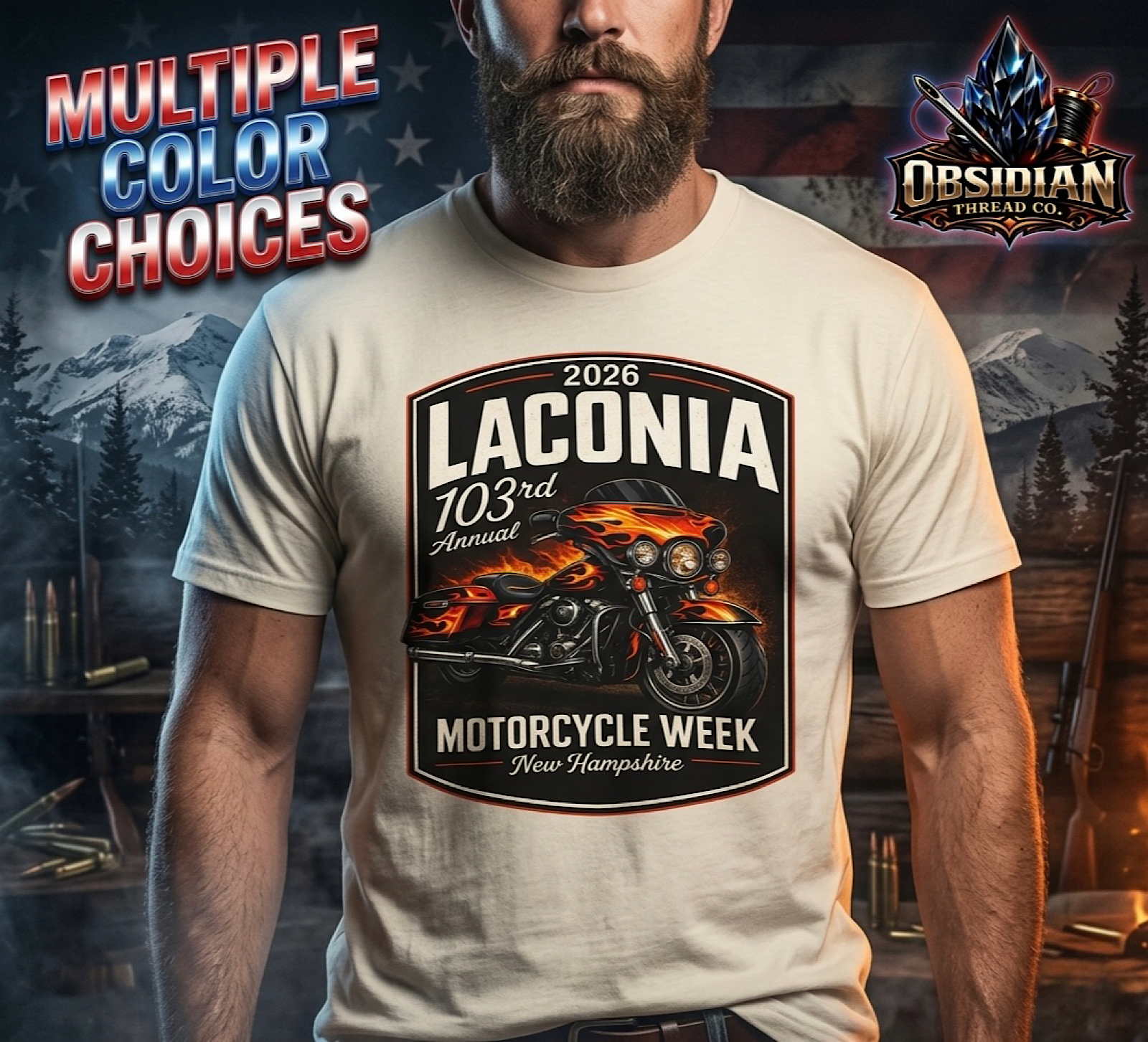 2026 Laconia Bike Week Shirt – 103rd Annual Motorcycle Rally No Harley color preview 2
