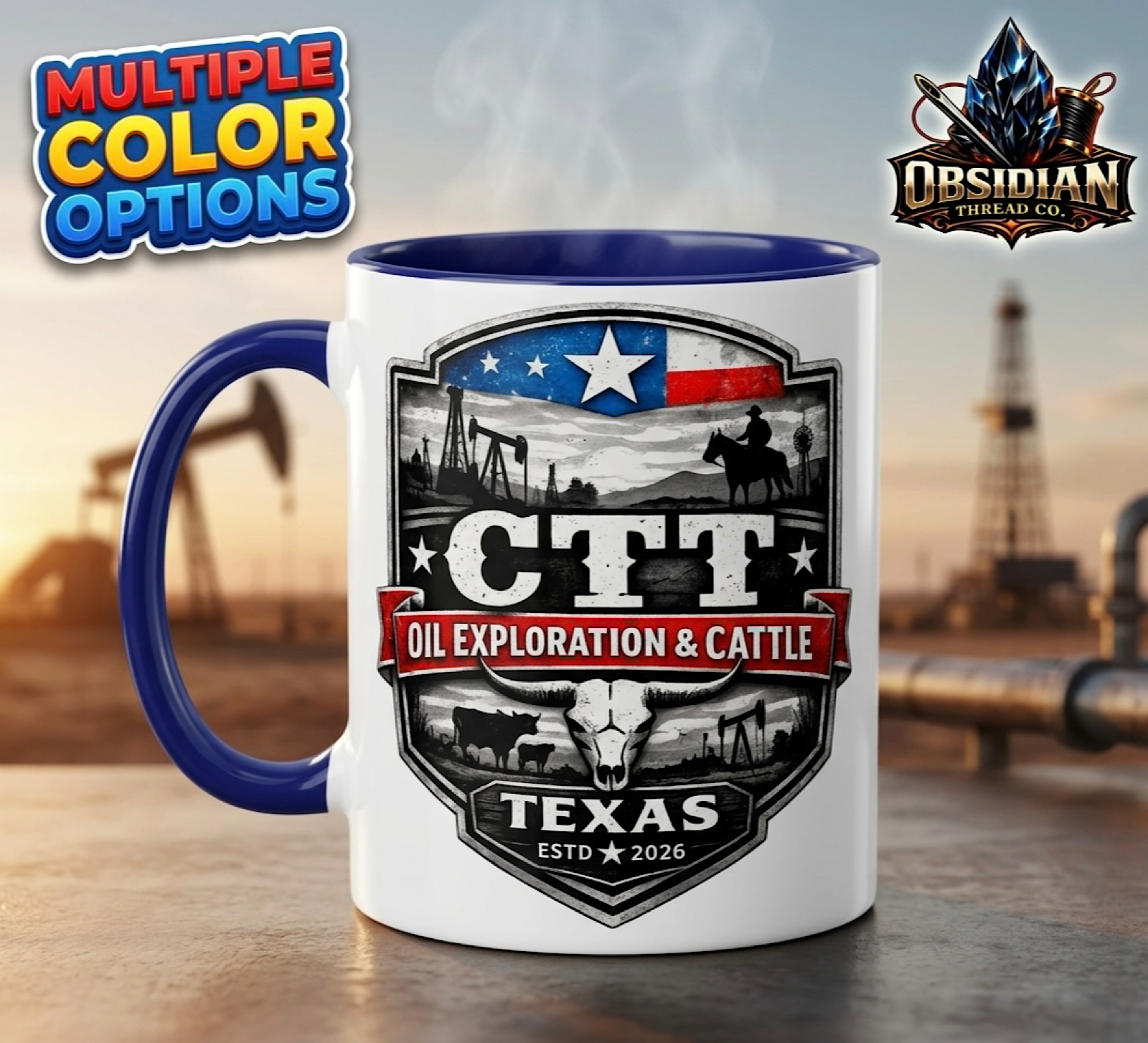 CTT Texas Oilfield M-Tex Oil Coffee Mug Landman Patch Cafe Oil Exploration Cup color preview 3
