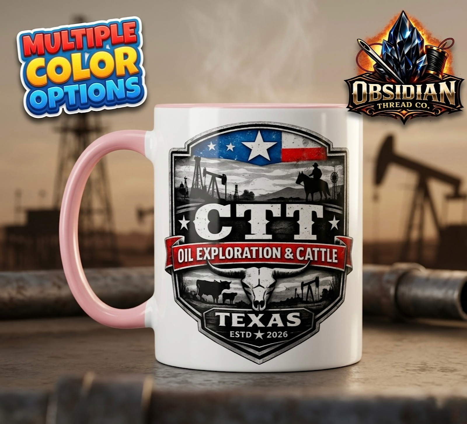 CTT Texas Oilfield M-Tex Oil Coffee Mug Landman Patch Cafe Oil Exploration Cup color preview 4