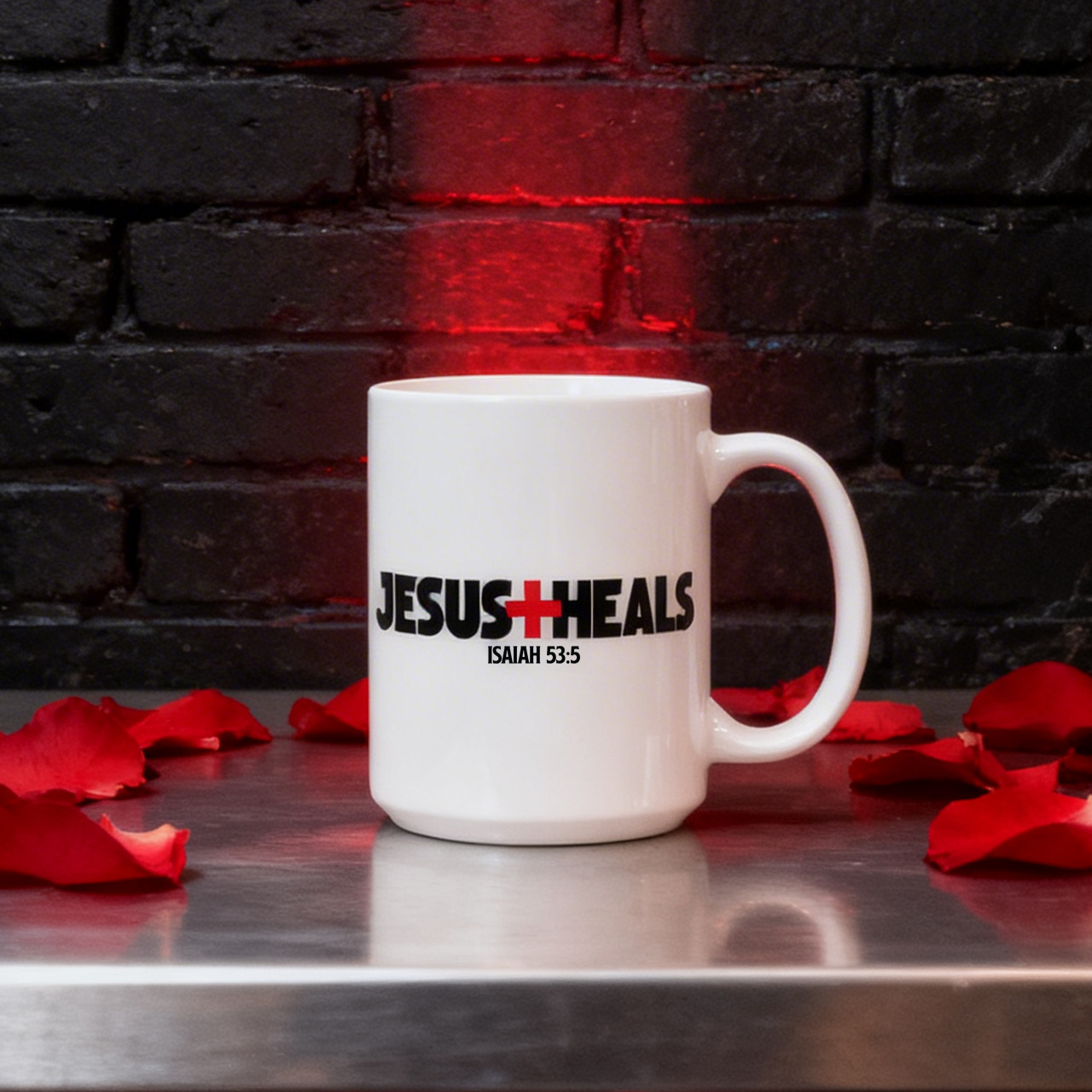 Jesus Heals 15oz. Christian faith drinkware