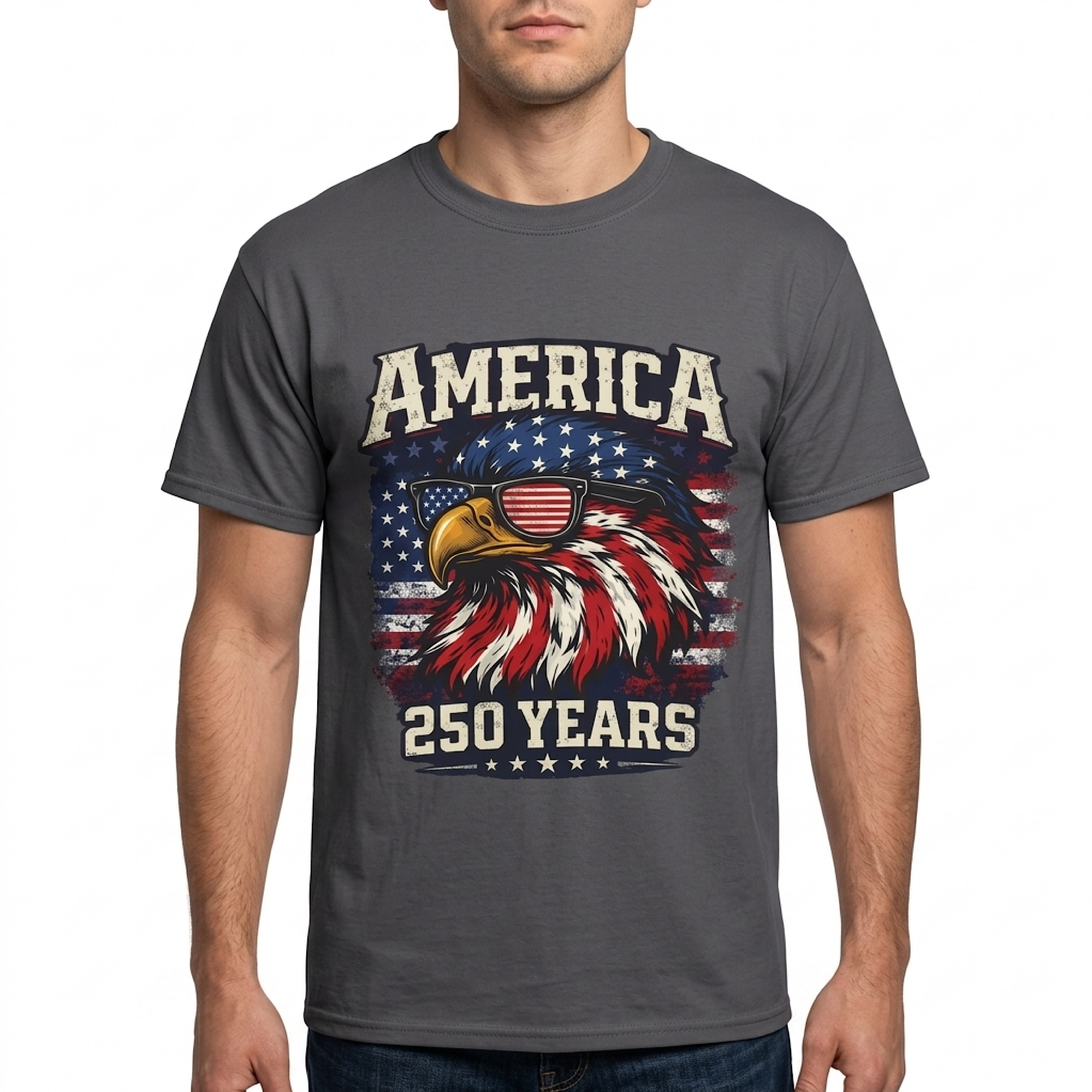 America Eagle with Flag 250 Years T-Shirt | Patriotic Fourth of July Tee color preview 2