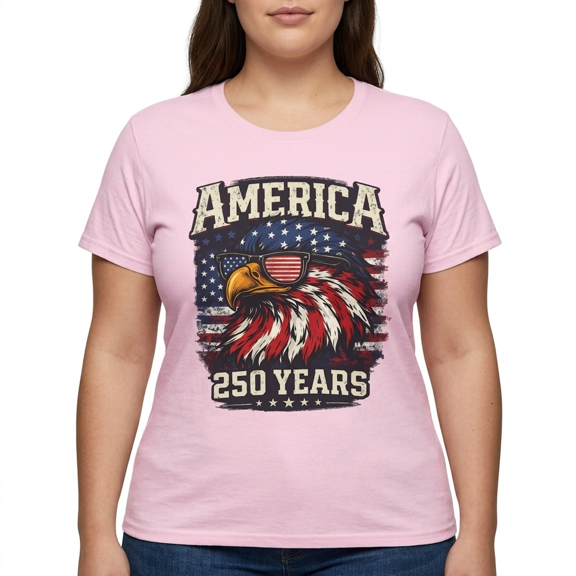 America Eagle with Flag 250 Years T-Shirt | Patriotic Fourth of July Tee color preview 3