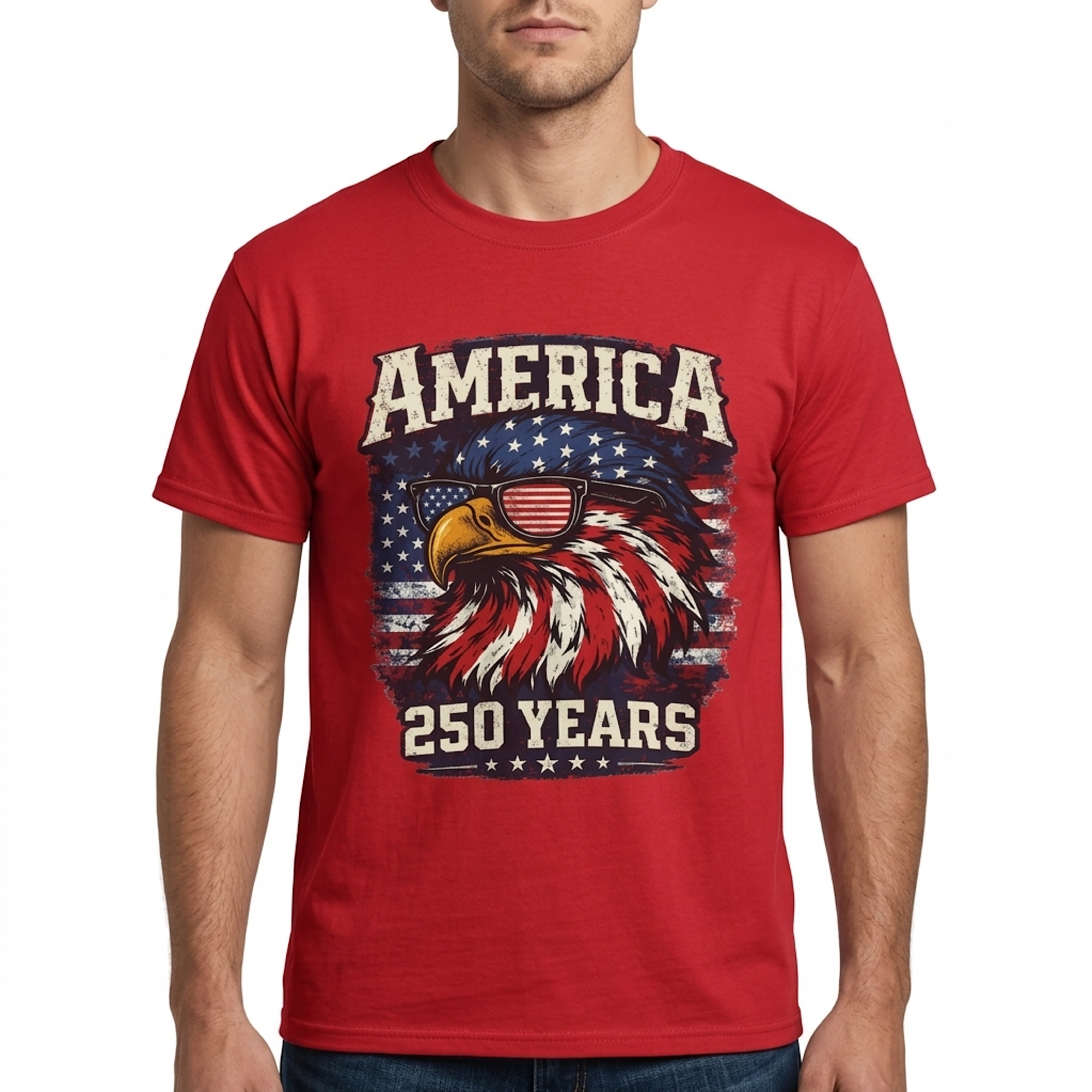 America Eagle with Flag 250 Years T-Shirt | Patriotic Fourth of July Tee color preview 4