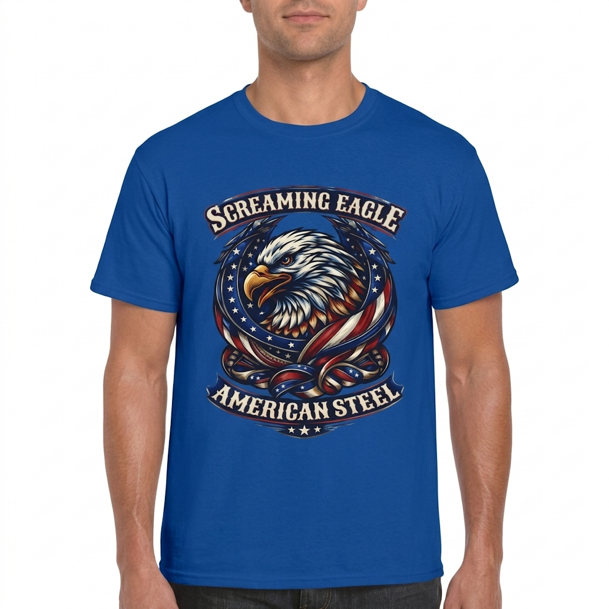 Screaming Eagle American Steel T-Shirt | Bald Eagle, USA Flag, Patriotic color preview 4