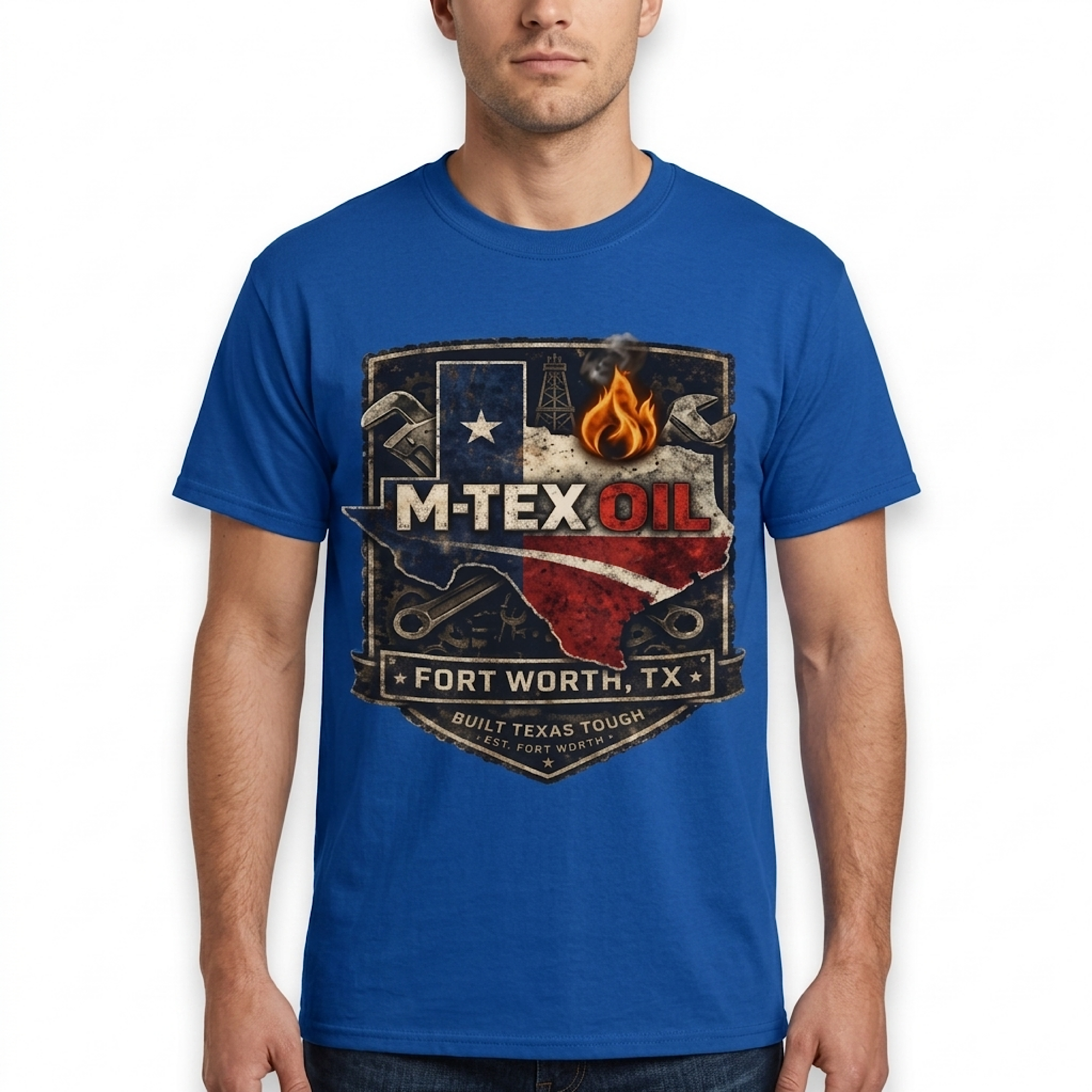 M-Tex Oil Company Landman Shirt – Fort Worth Texas Oilfield T-Shirt – Roughneck Patch Oil Rig Graphic Patch Merch Tee color preview 3