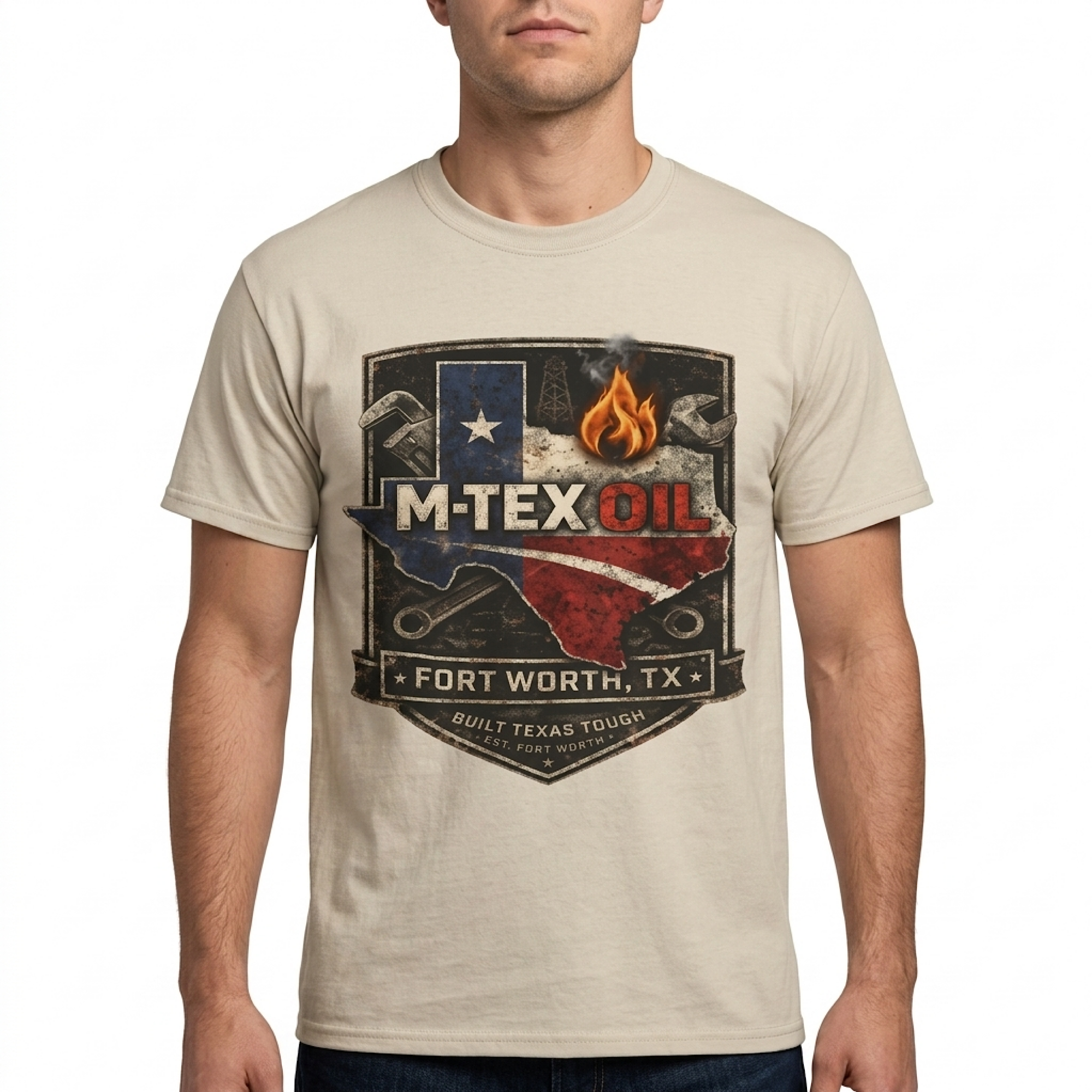 M-Tex Oil Company Landman Shirt – Fort Worth Texas Oilfield T-Shirt – Roughneck Patch Oil Rig Graphic Patch Merch Tee color preview 4