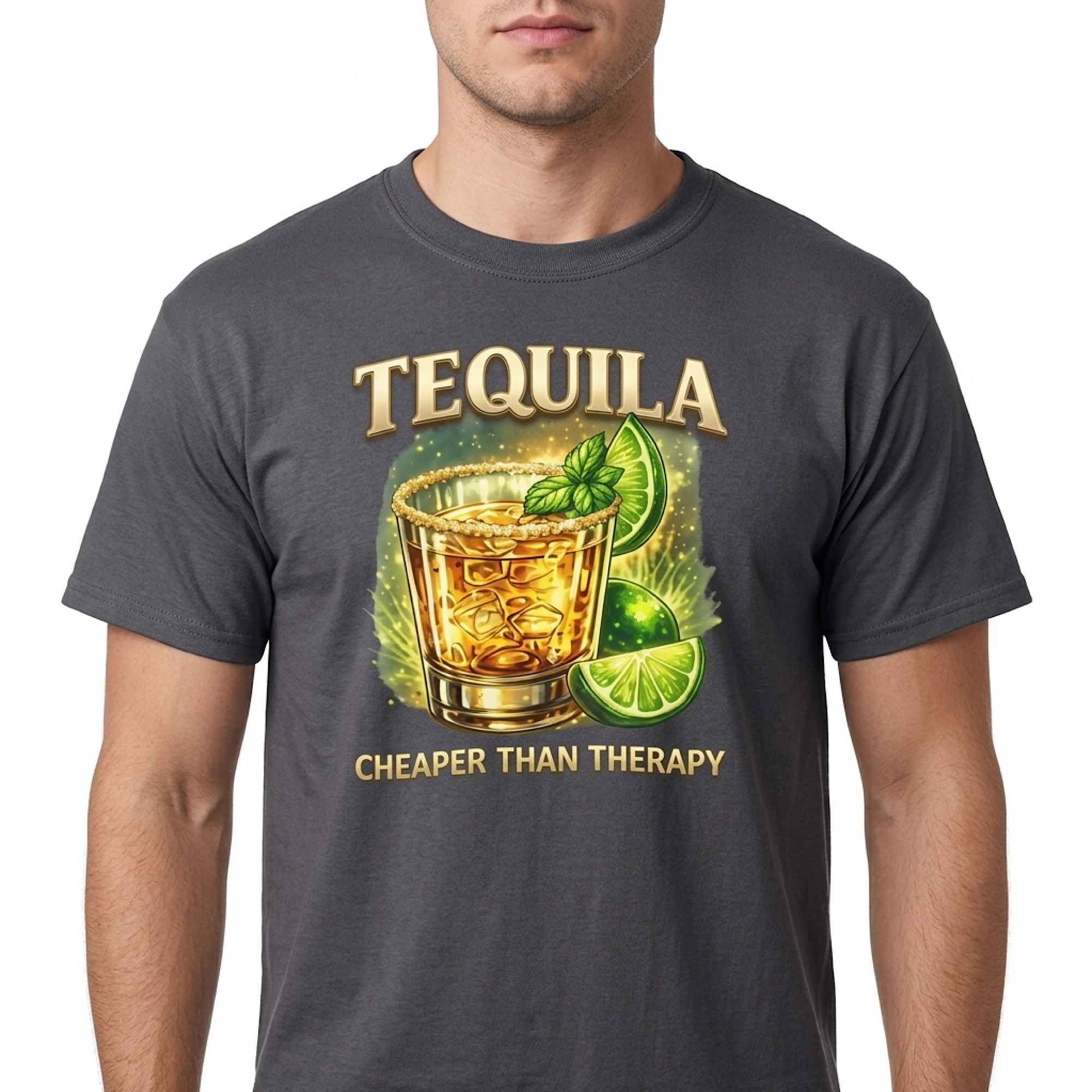 Funny Tequila Shirt Cheaper Than Therapy – Cinco De Mayo Drinking T-Shirt – Bartender Margarita Party Graphic Tee Men Women color preview 2