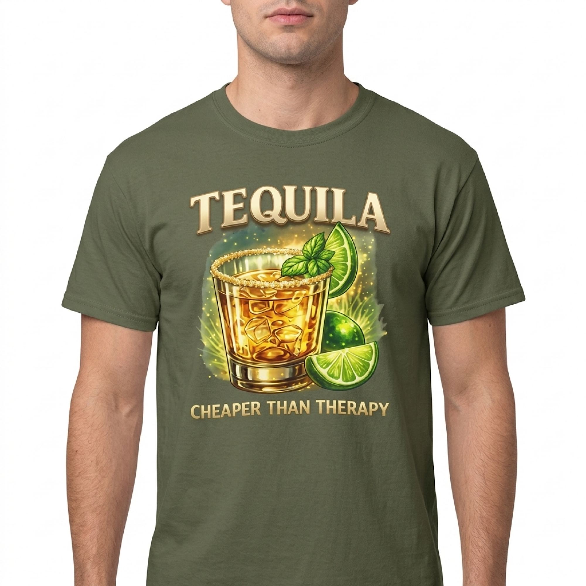 Funny Tequila Shirt Cheaper Than Therapy – Cinco De Mayo Drinking T-Shirt – Bartender Margarita Party Graphic Tee Men Women artwork detail