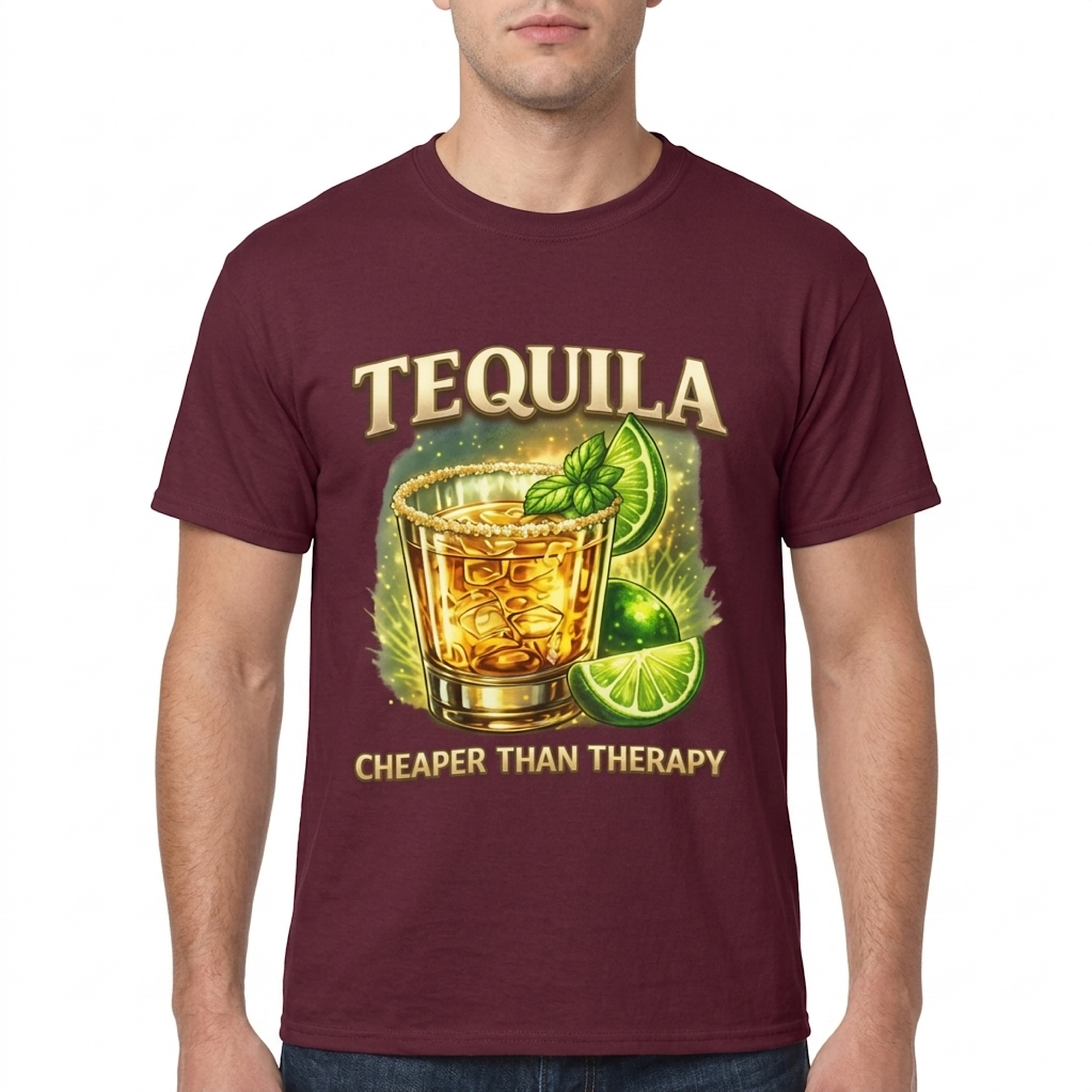 Funny Tequila Shirt Cheaper Than Therapy – Cinco De Mayo Drinking T-Shirt – Bartender Margarita Party Graphic Tee Men Women color preview 3