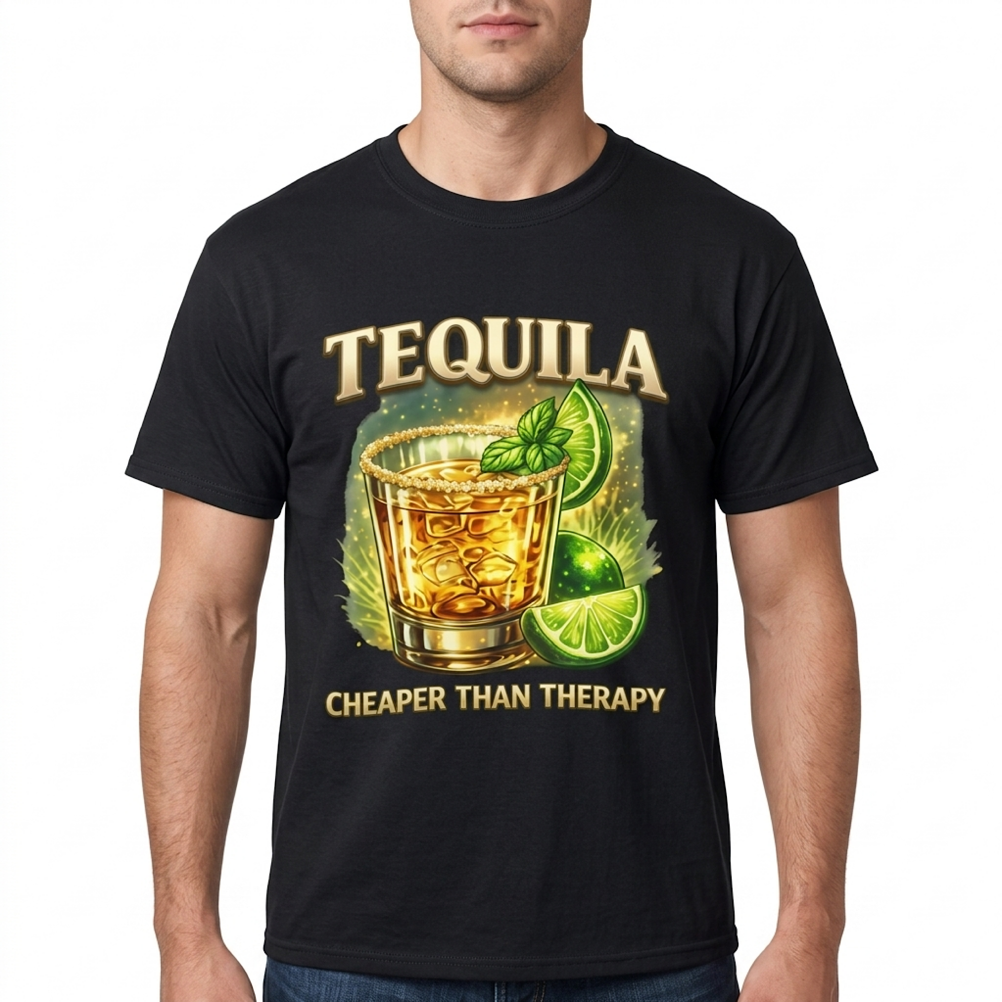 Funny Tequila Shirt Cheaper Than Therapy – Cinco De Mayo Drinking T-Shirt – Bartender Margarita Party Graphic Tee Men Women color preview 4