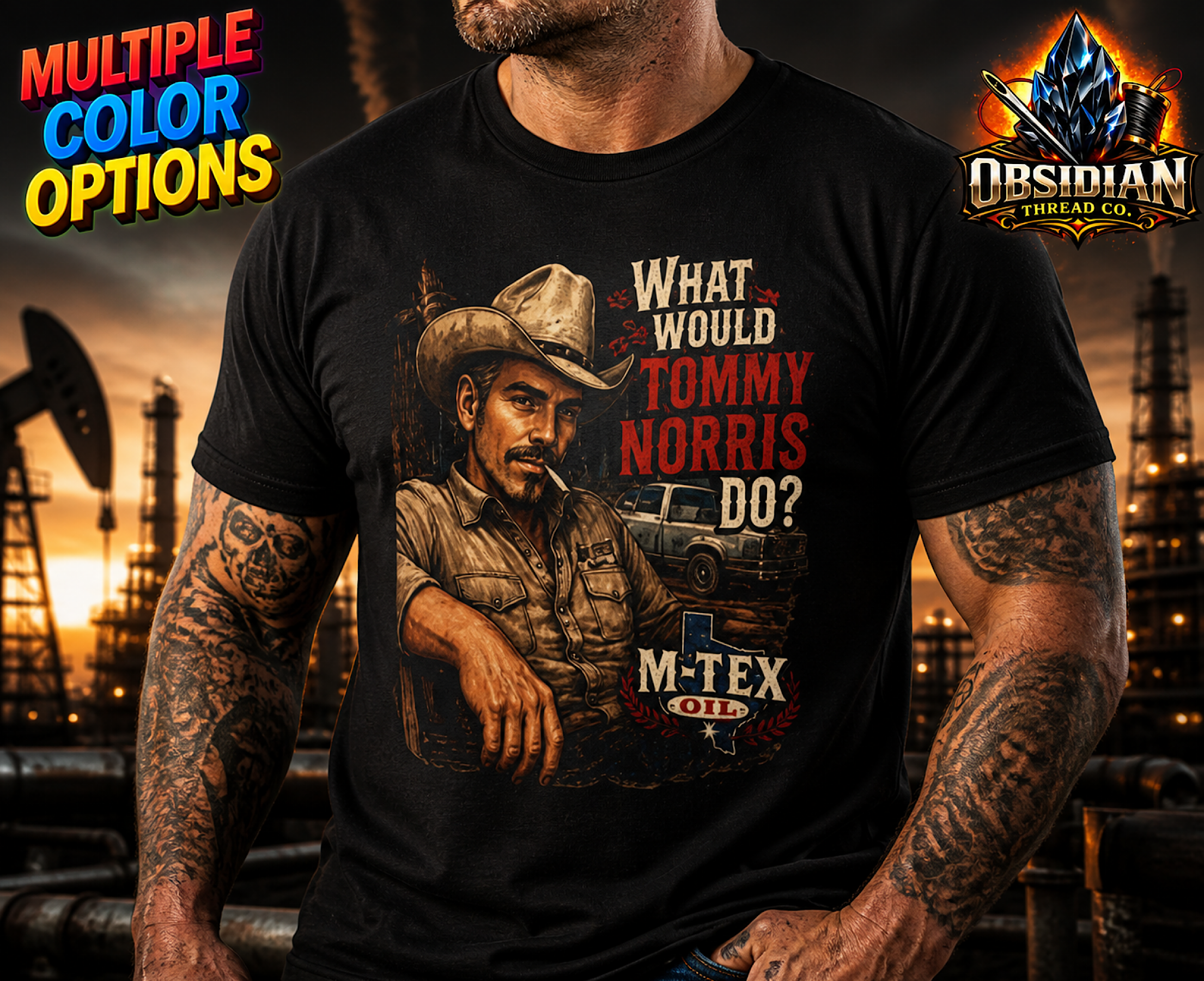 M-Tex Oil Shirt What Would Tommy Norris Do Landman Patch Cafe Tee Gift product preview