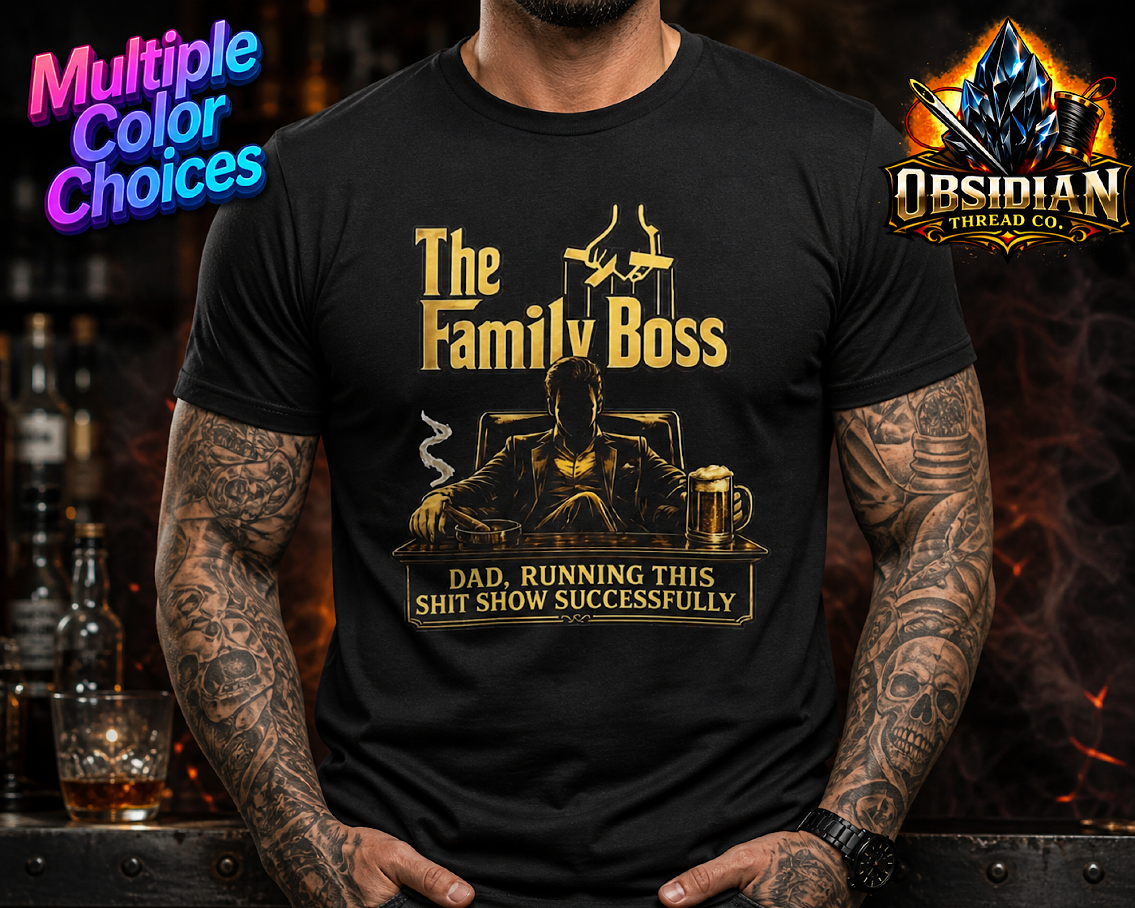 Dad The Family Boss Shirt Funny Fathers Day Gift Idea Dad Life Tee color preview 2