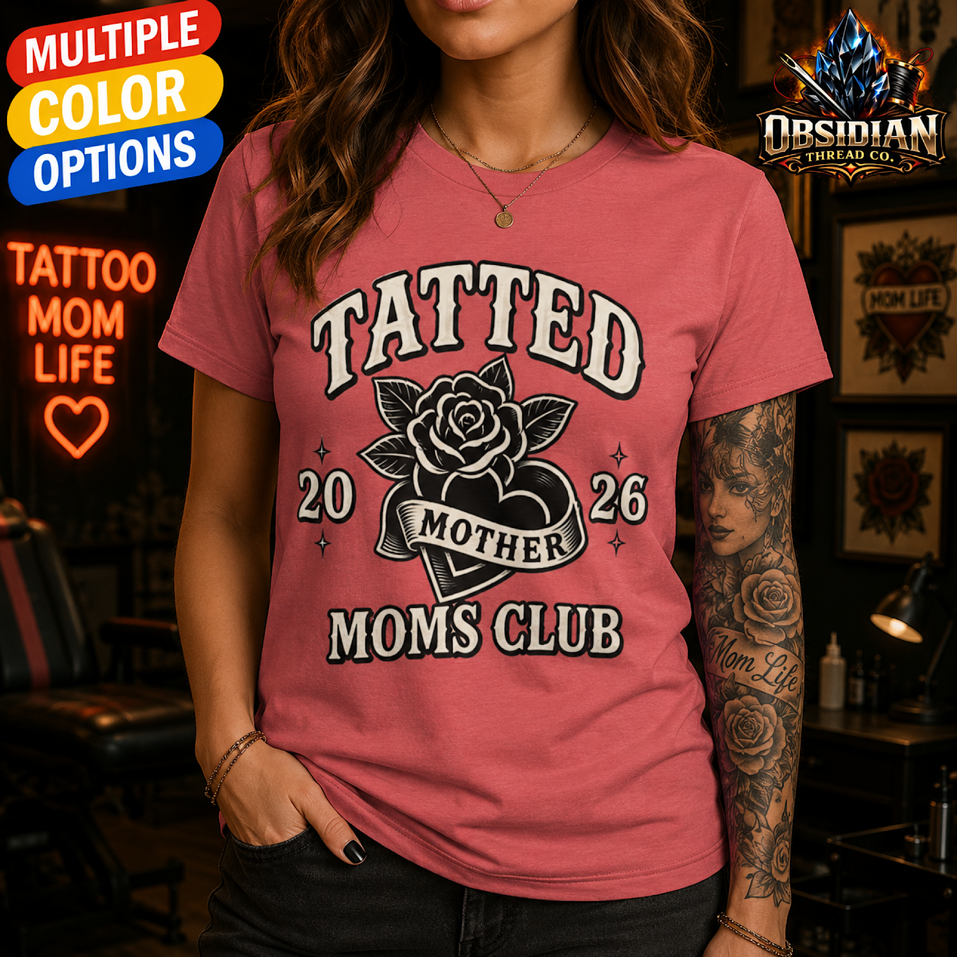 Tatted Moms Club Shirt Women Tattooed Mom Tee Funny Mothers Day Inked Mama Gothic Mom Shirt 2026 color preview 2