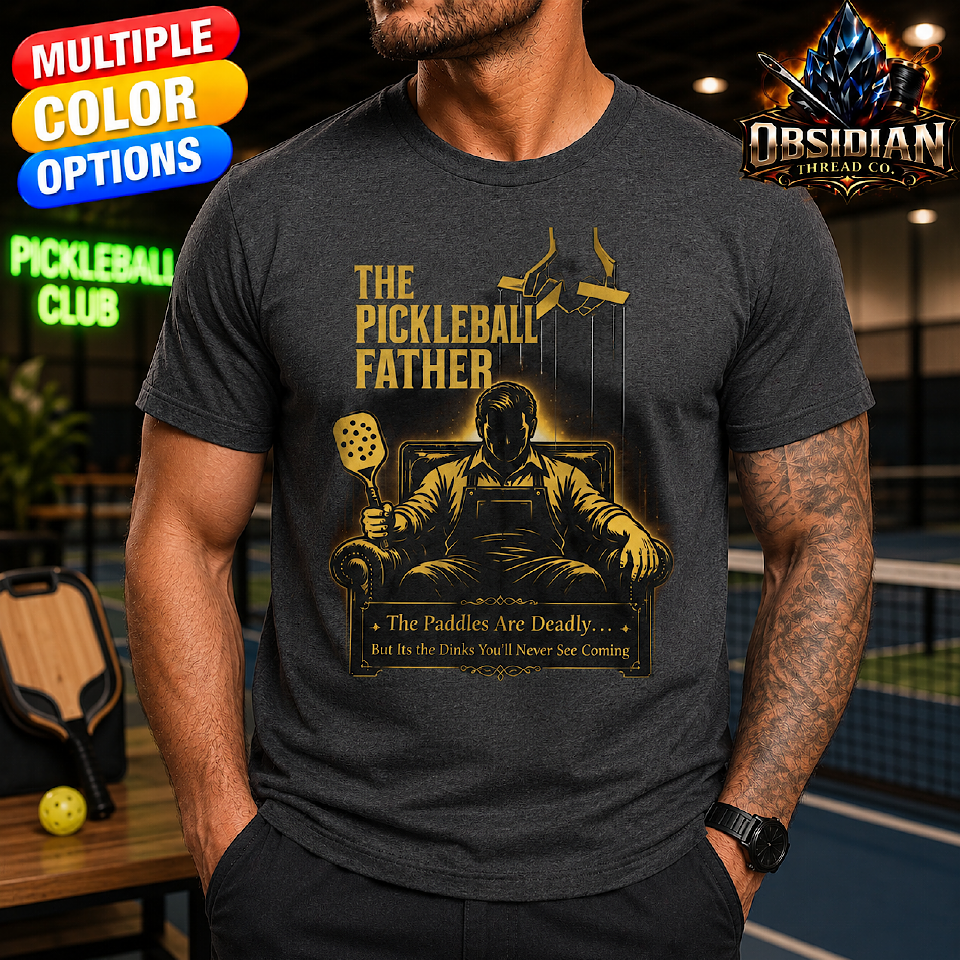 The Pickleball Father Shirt for Men Funny Pickleball Dad T-Shirt Fathers Day Pickleball Gift Paddle Tee color preview 4