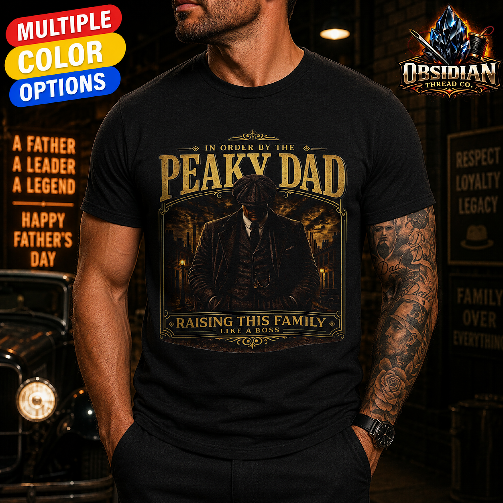 Peaky Dad Shirt Funny Fathers Day Mafia Dad T-Shirt Mob Boss Family Man Graphic Tee for Men product preview