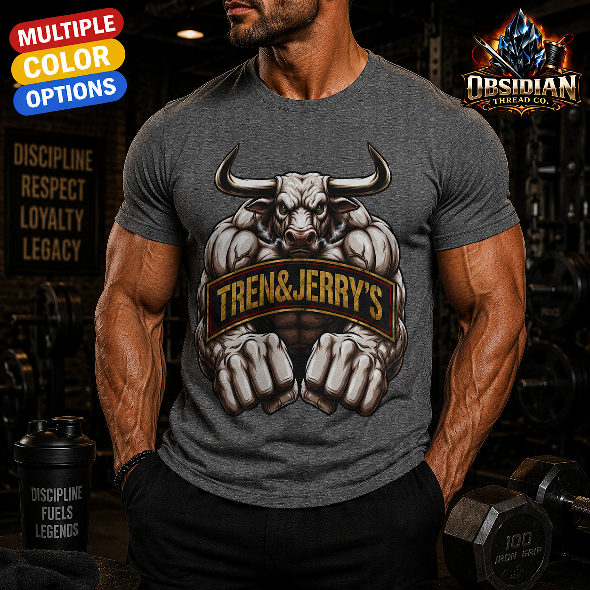 Tren &amp; Jerry’s Gym Shirt Bodybuilding Workout Weightlifting Deadlift Fitness  product preview