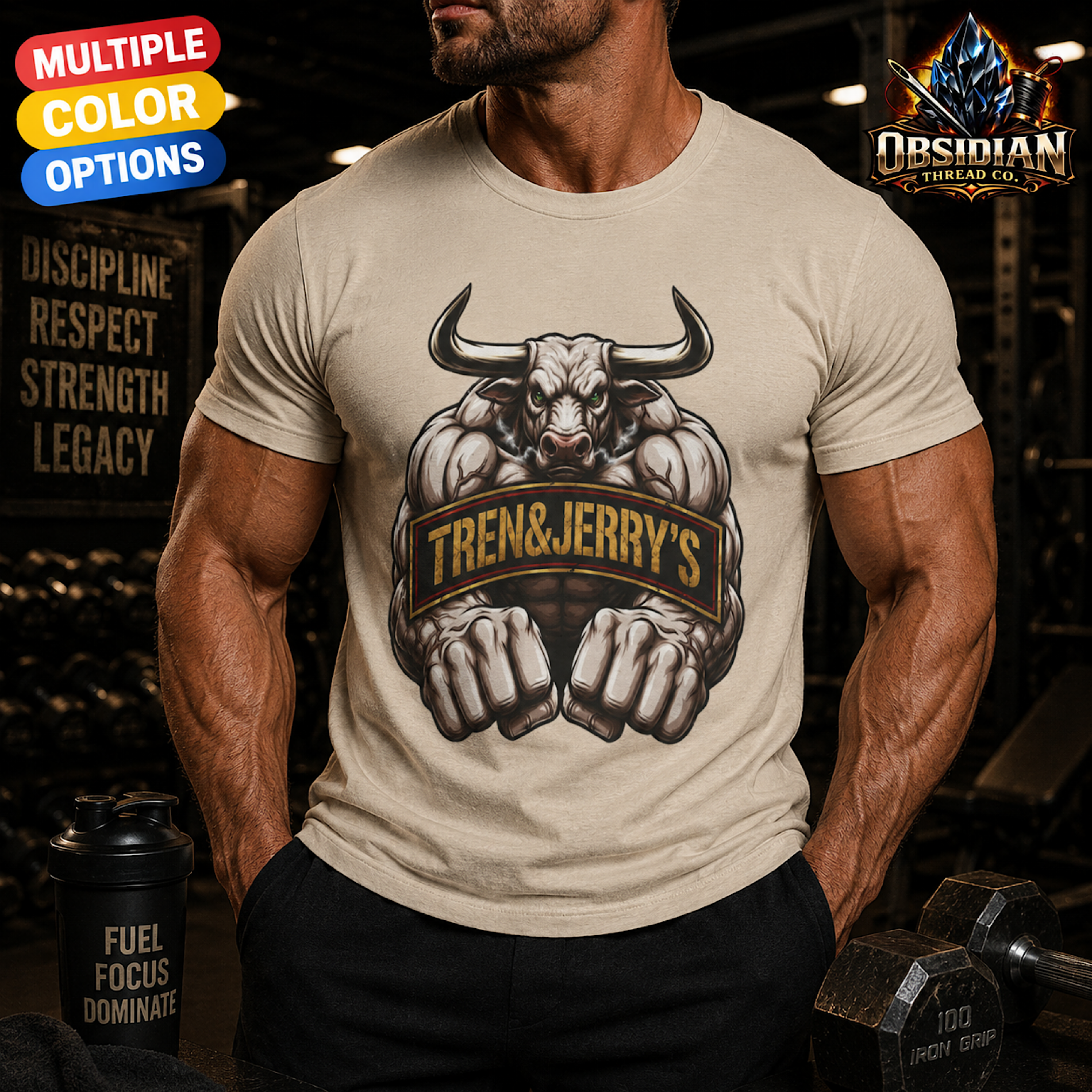 Tren &amp; Jerry’s Gym Shirt Bodybuilding Workout Weightlifting Deadlift Fitness  color preview 2