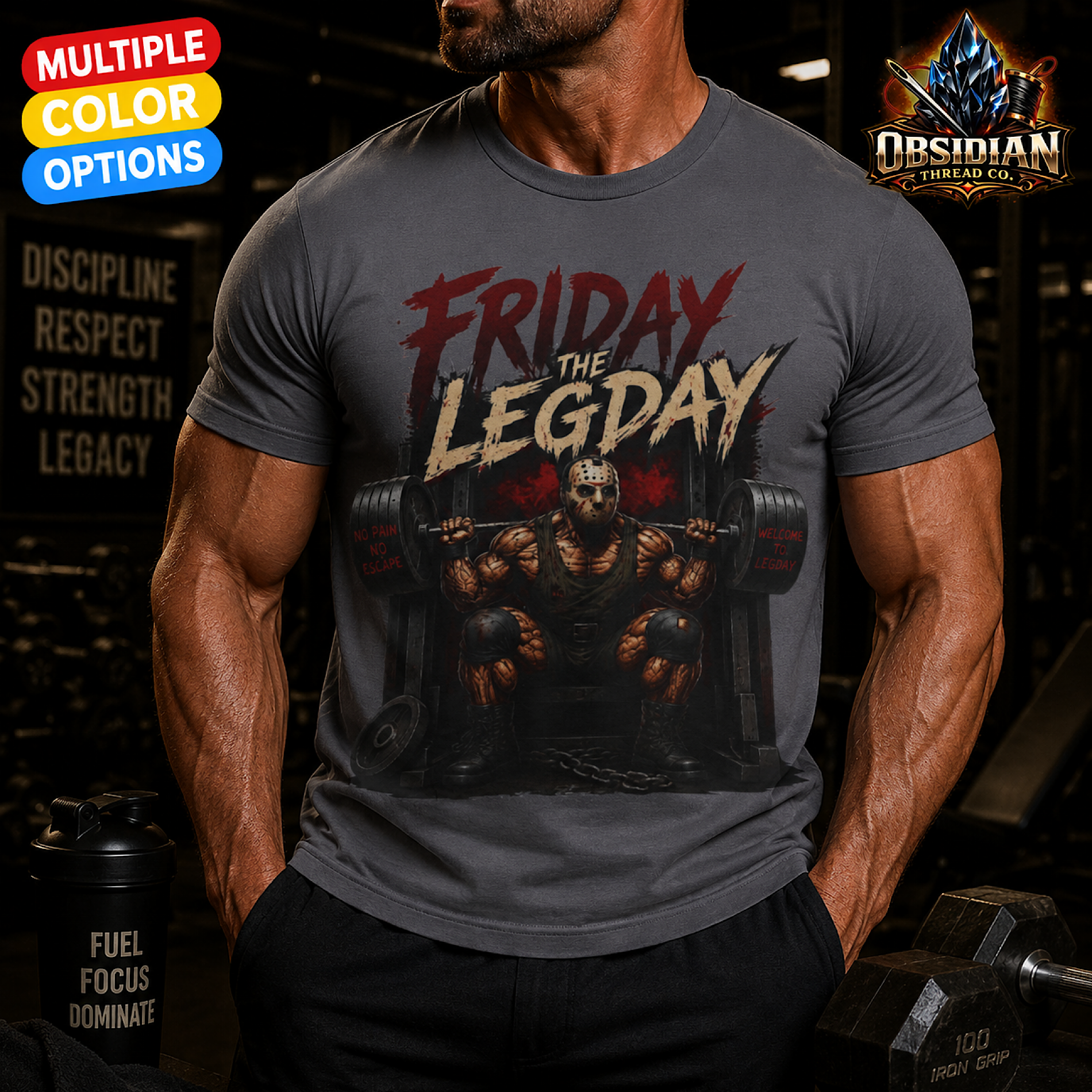 Friday The Leg Day Gym Shirt Bodybuilding Workout Jason Deadlift Weightlifting color preview 2