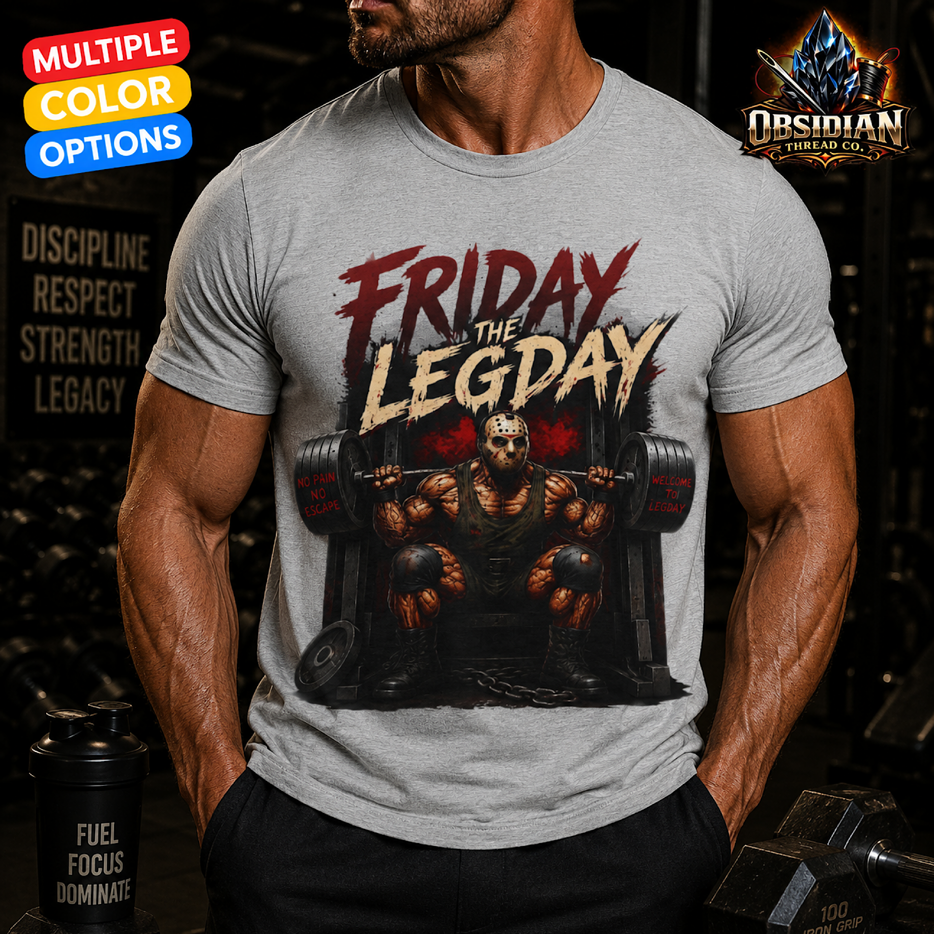 Friday The Leg Day Gym Shirt Bodybuilding Workout Jason Deadlift Weightlifting color preview 4