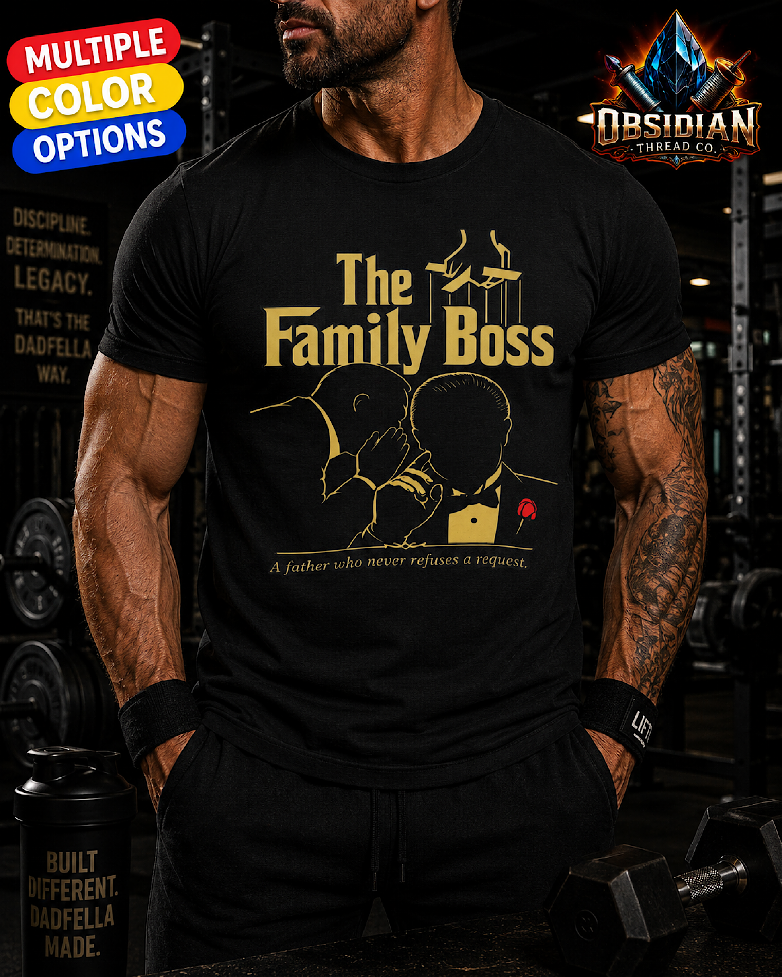 The Family Boss Fathers Day Shirt Mafia Movie Dad Gift Gangster Graphic Tee 2026 color preview 4
