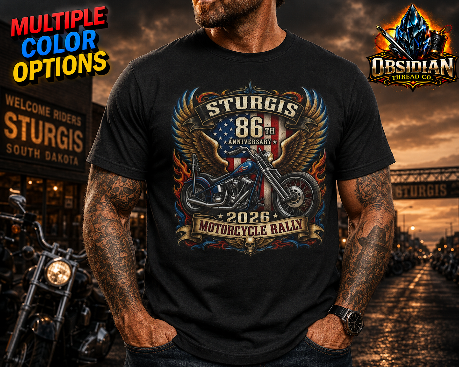 2026 Sturgis Motorcycle Rally Shirt Biker Bike Week South Dakota Chopper Tee color preview 3