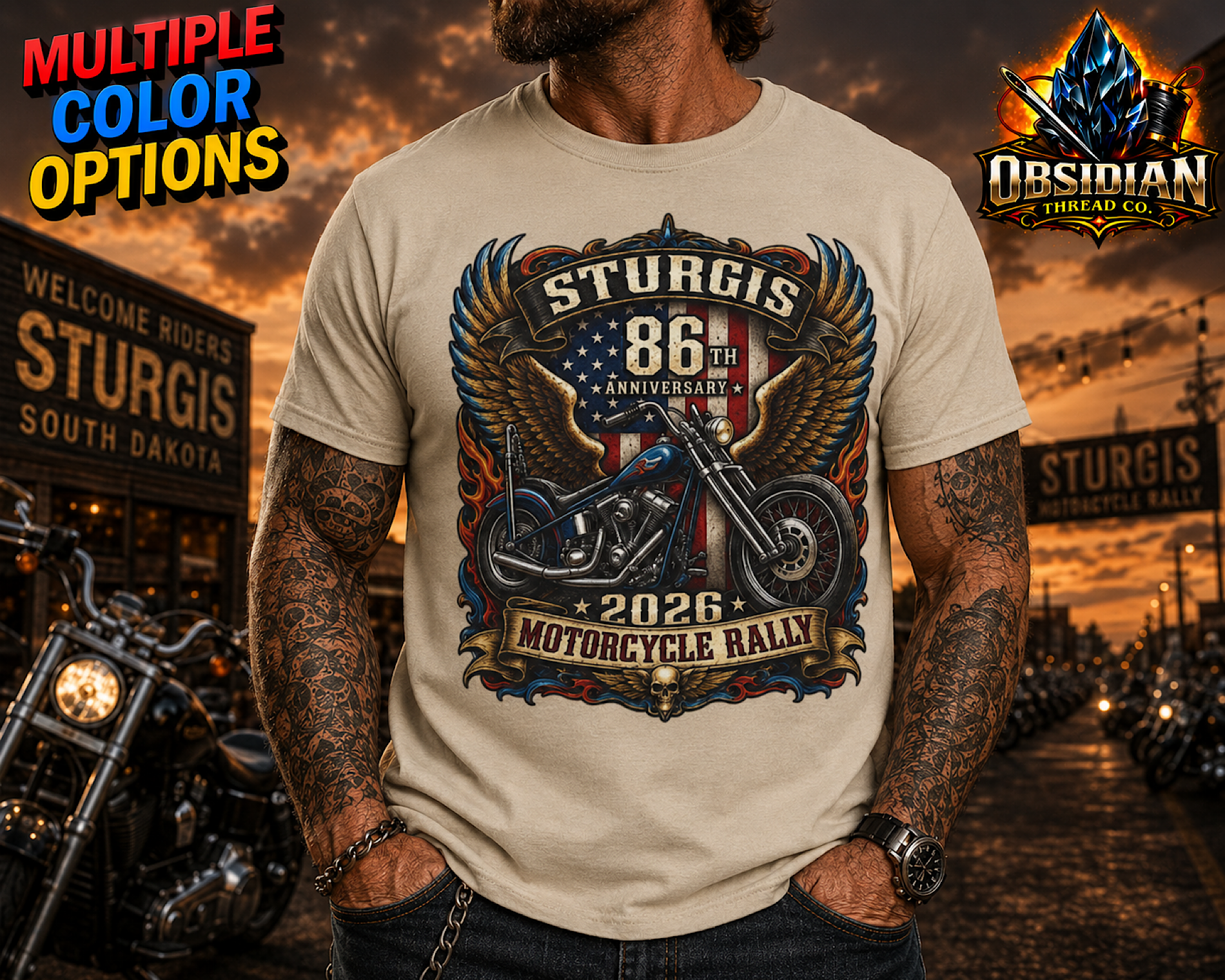 2026 Sturgis Motorcycle Rally Shirt Biker Bike Week South Dakota Chopper Tee color preview 2