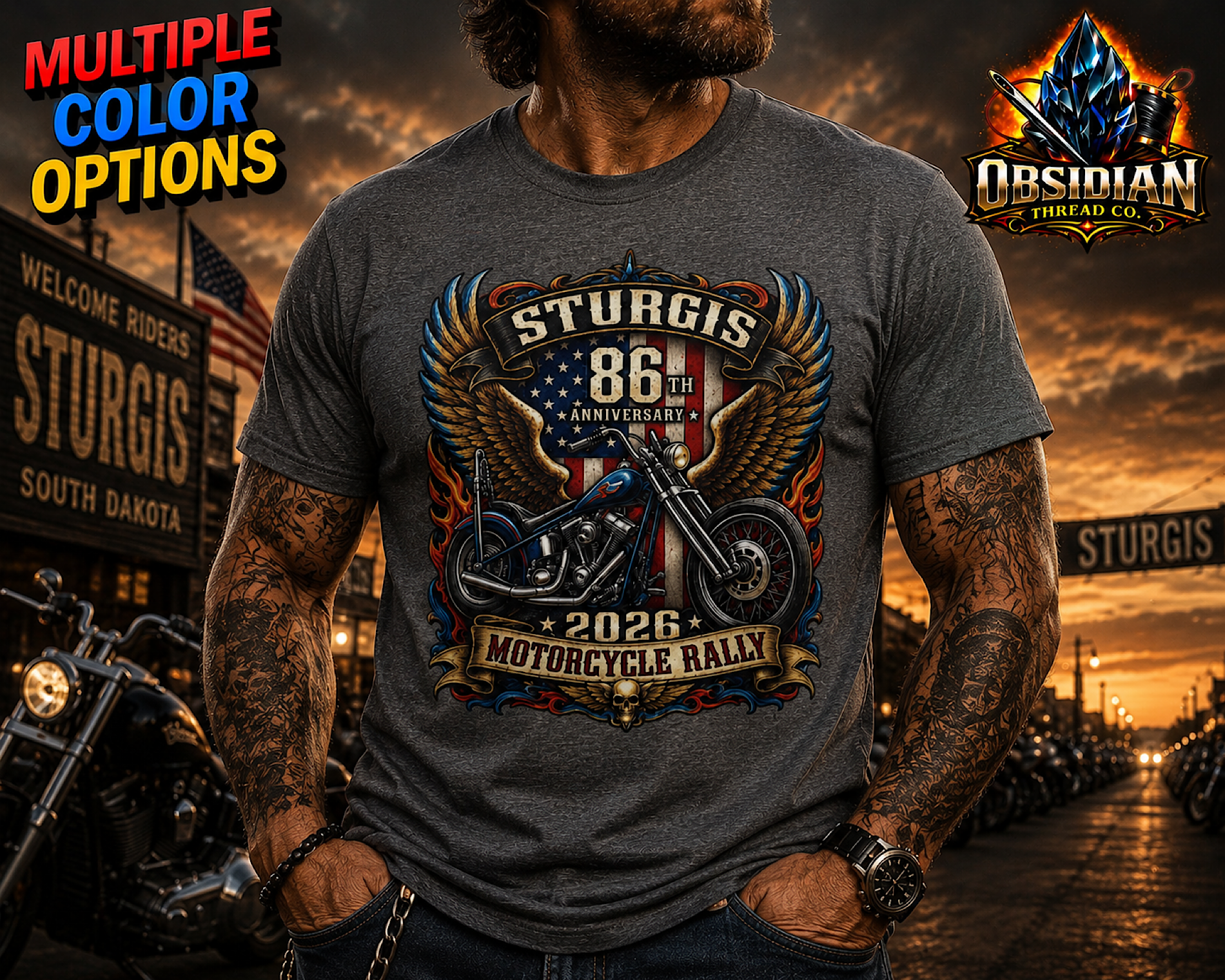 2026 Sturgis Motorcycle Rally Shirt Biker Bike Week South Dakota Chopper Tee color preview 4