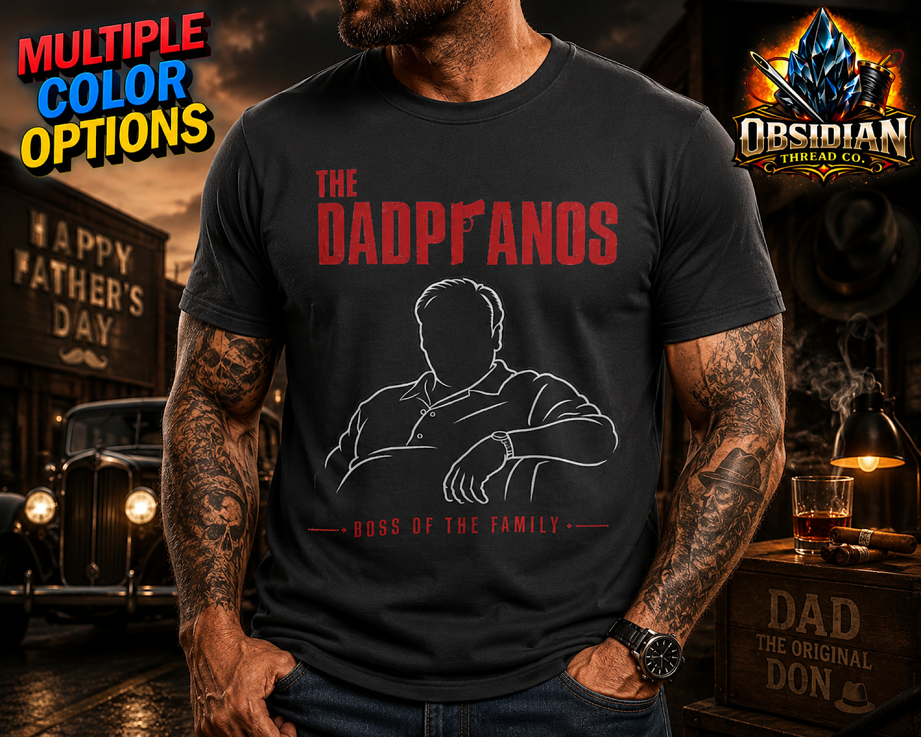 Dadpranos The Family Boss Fathers Day Shirt Funny Dad Mafia Style Tee Gift  color preview 2